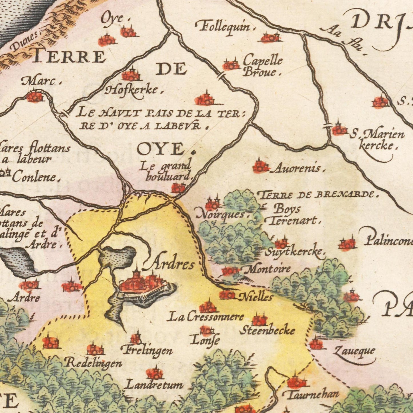 Historische Landkarte Calais um 1609