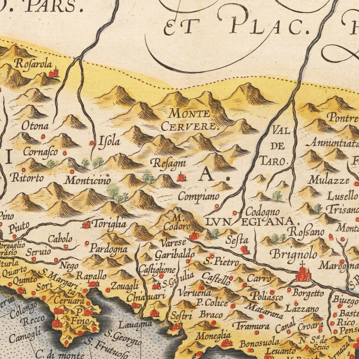 Historische Landkarte Ligurien um 1609