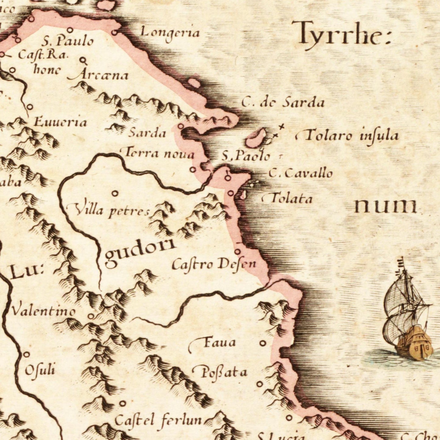Historische Landkarte Sardinien um 1698
