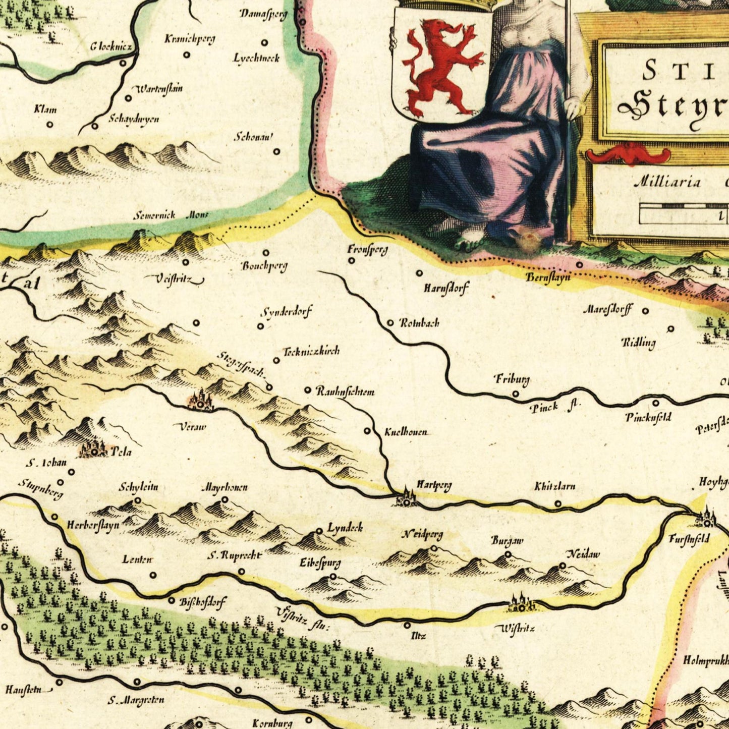 Historische Landkarte Steiermark um 1647