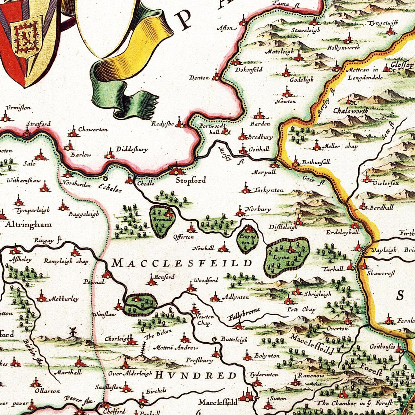Historische Landkarte Cheshire um 1646