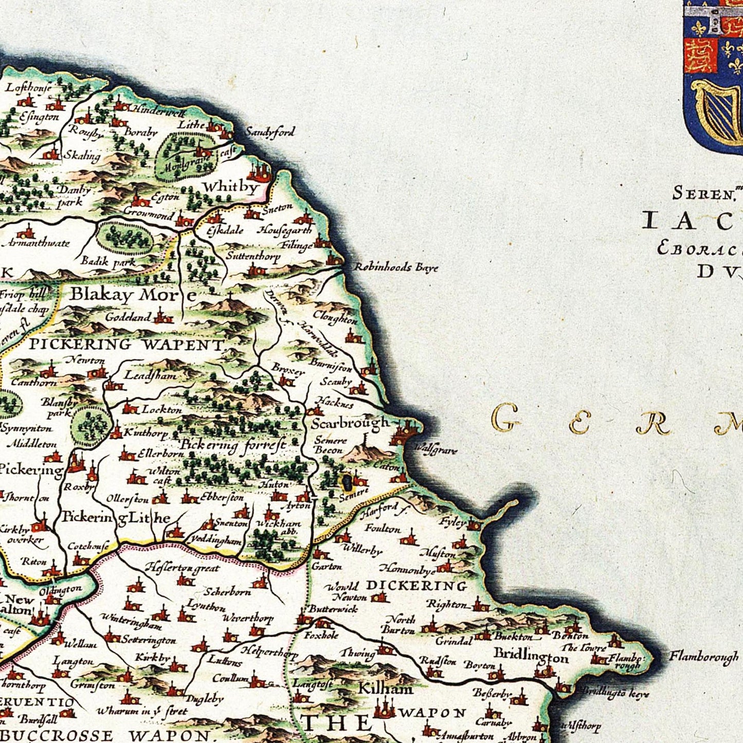 Historische Landkarte Yorkshire um 1646