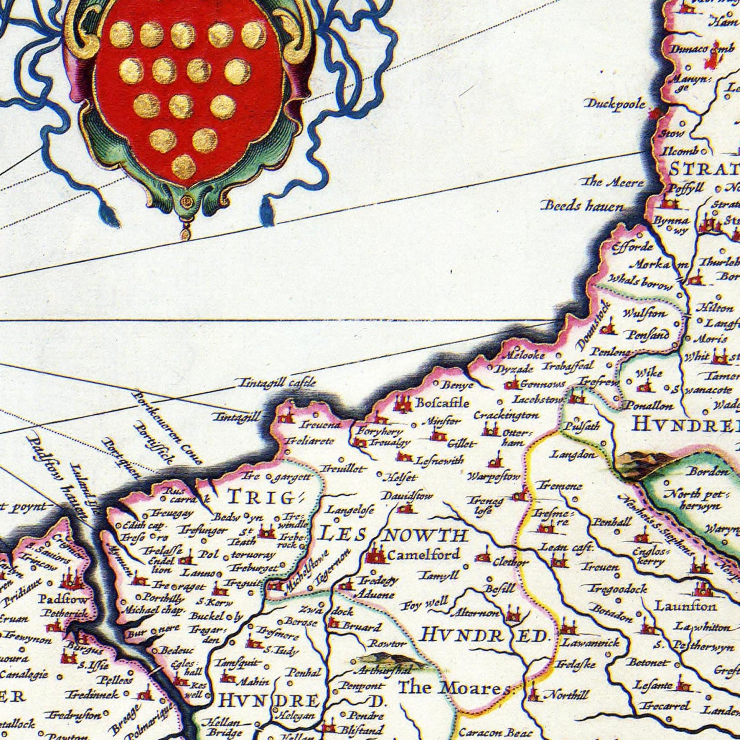 Historische Landkarte Cornwall um 1646