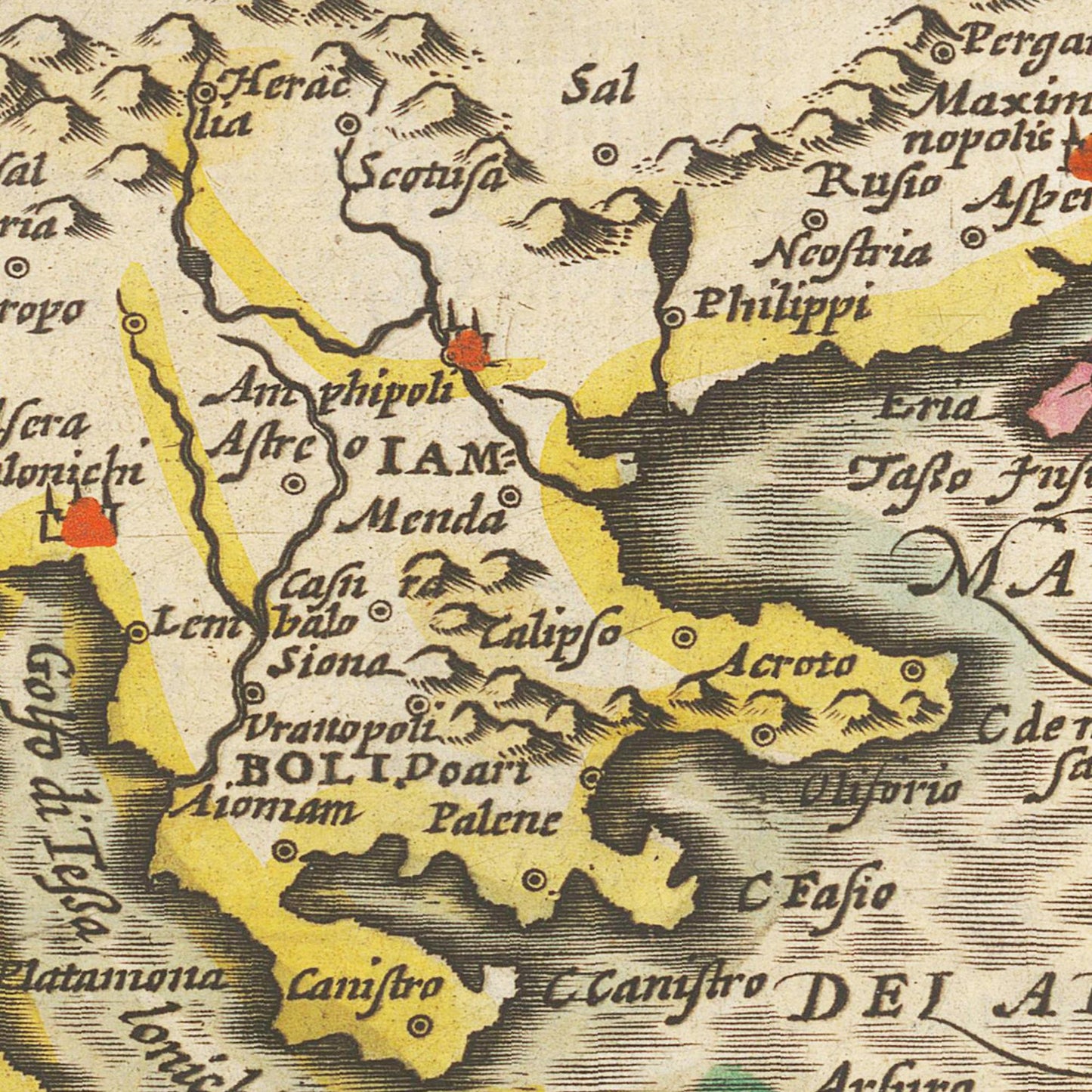 Historische Landkarte Mazedonien um 1609