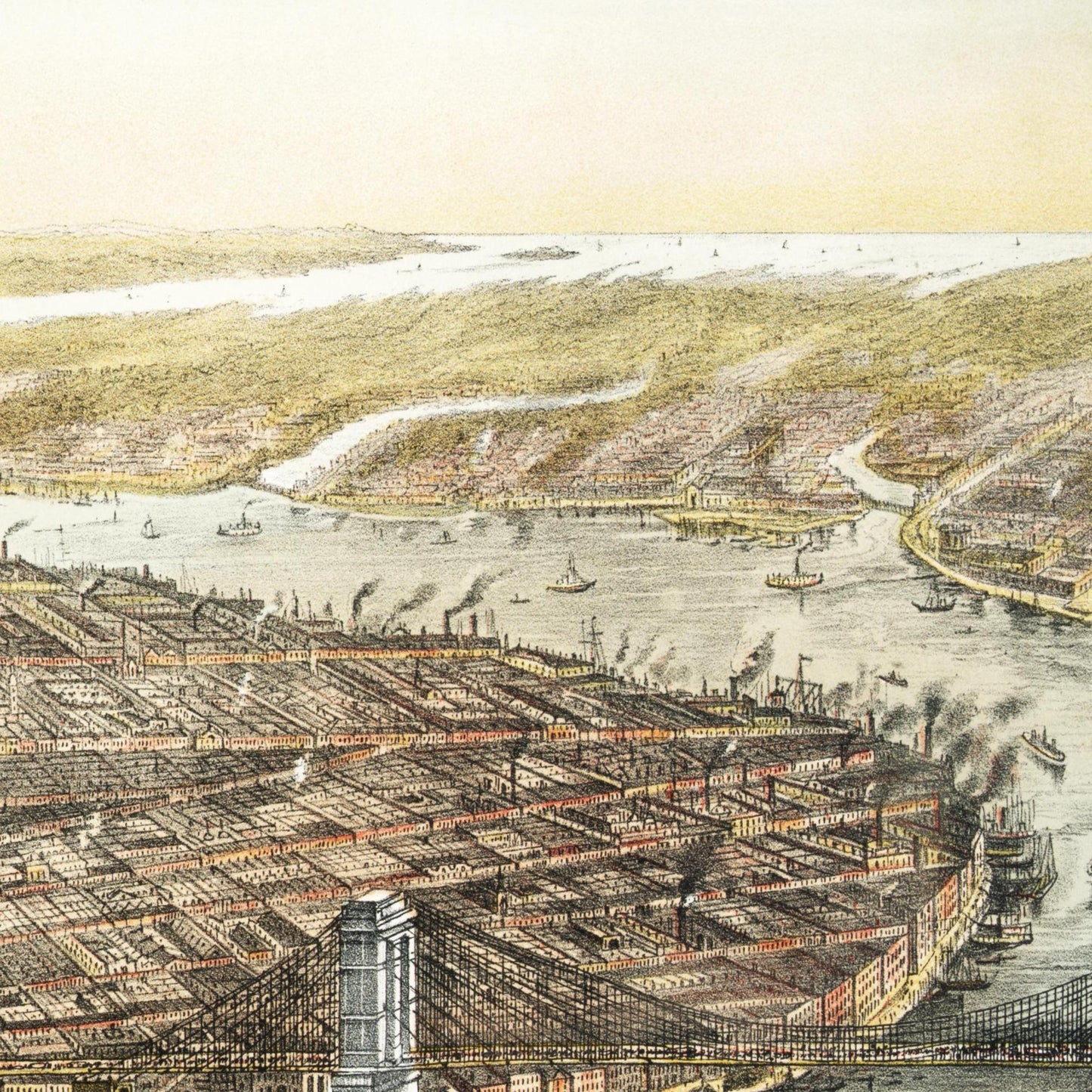 Historische Stadtansicht New York City um 1873