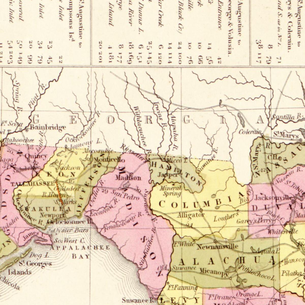 Historische Landkarte Florida um 1849