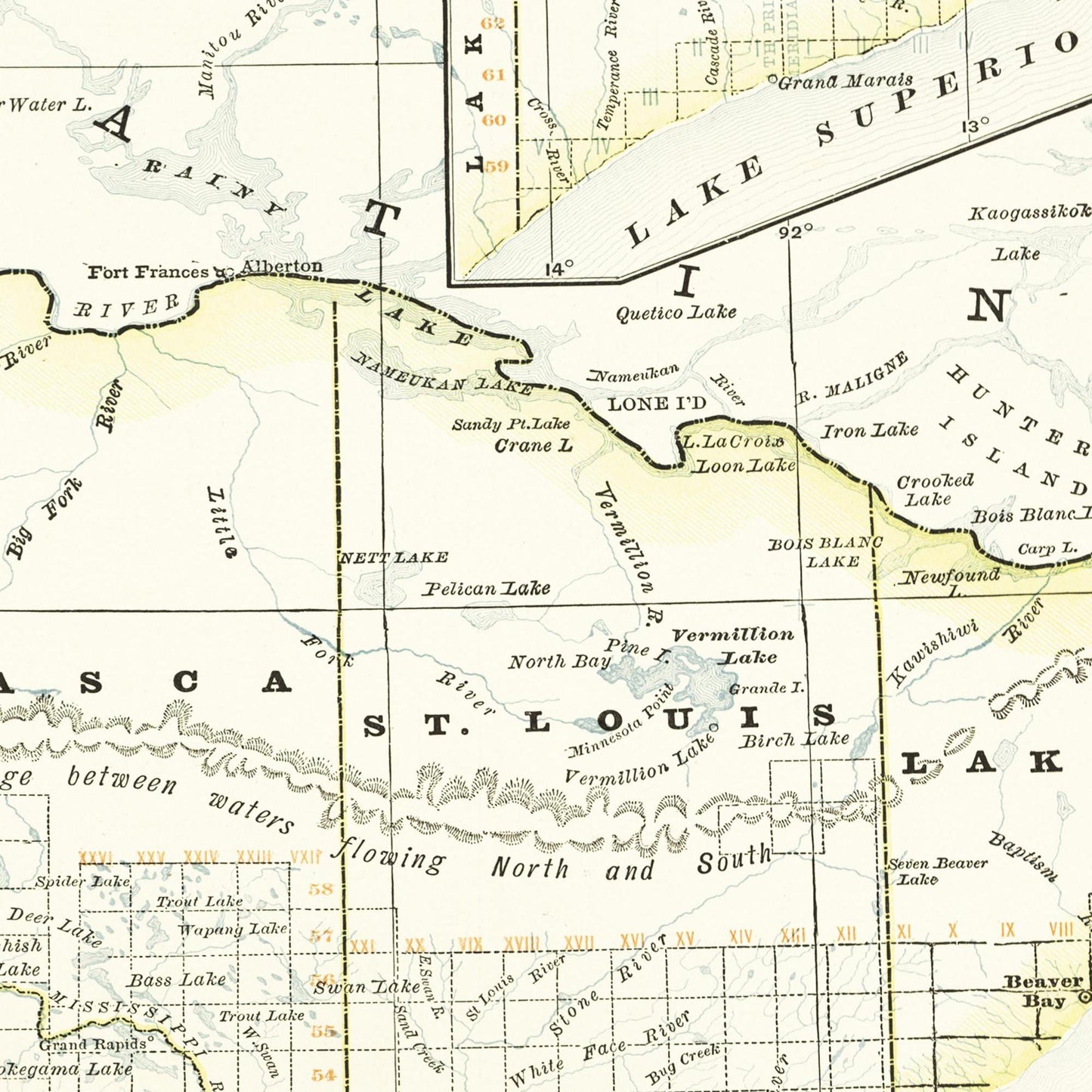 Historische Landkarte Minnesota um 1882