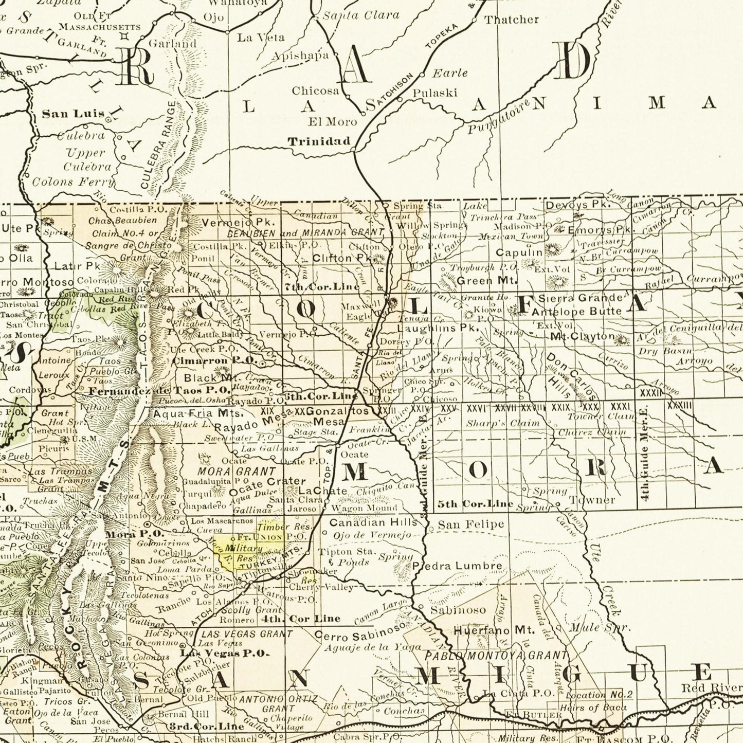 Historische Landkarte New Mexico um 1882
