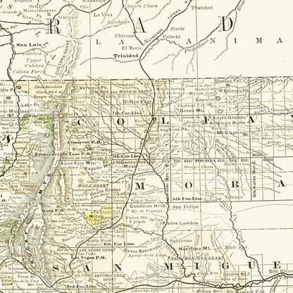 Historische Landkarte New Mexico um 1882