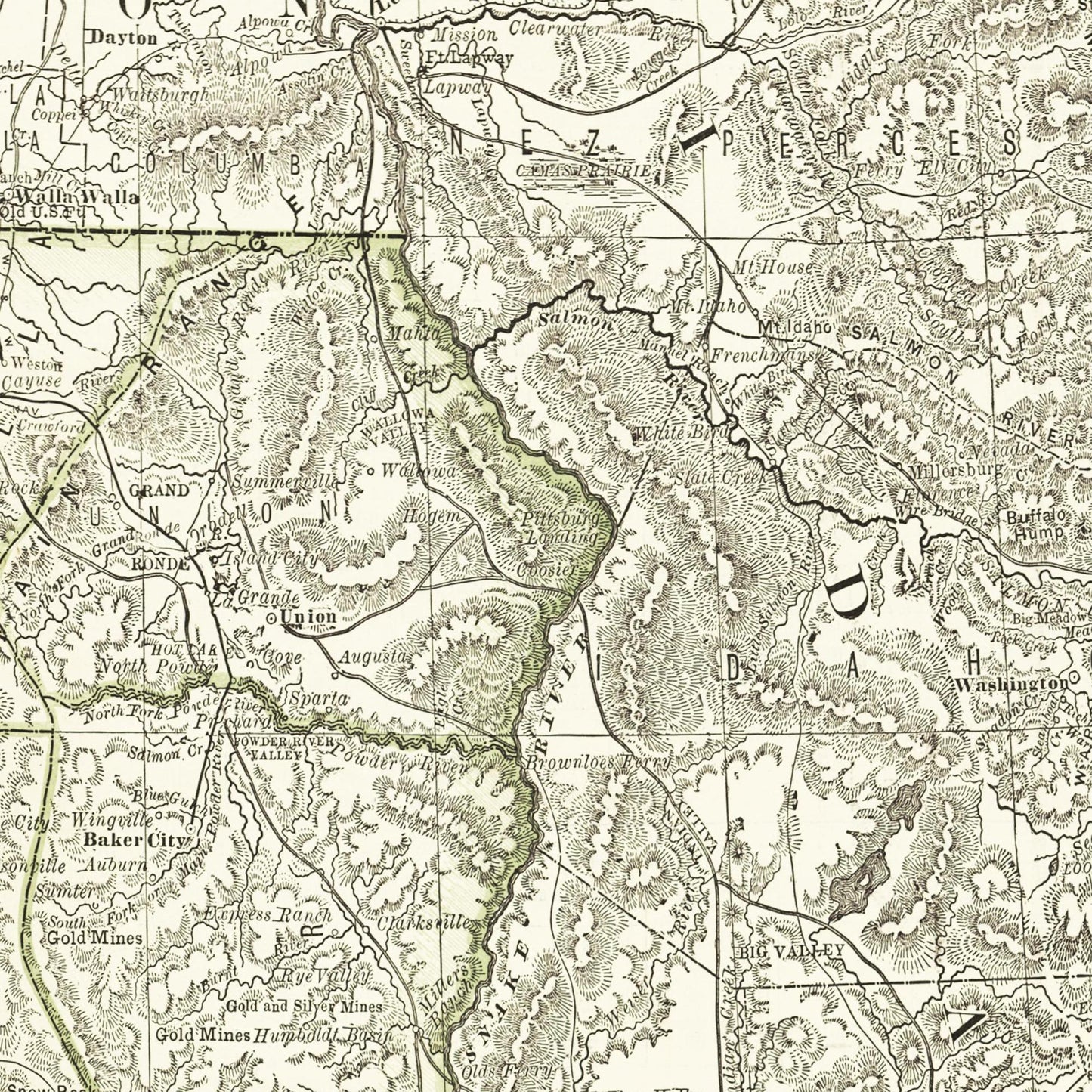 Historische Landkarte Oregon um 1882