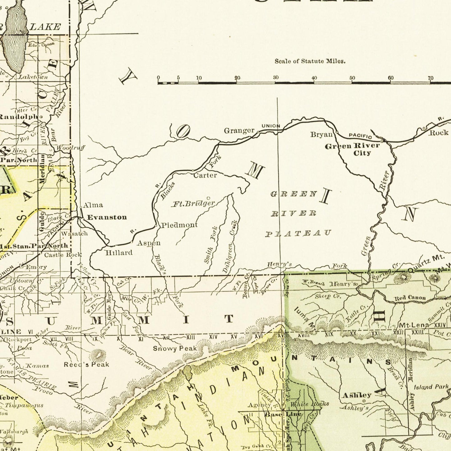 Historische Landkarte Utah um 1882