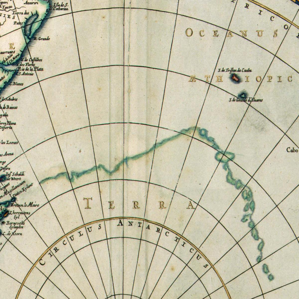 Historische Landkarte Antarktis um 1690
