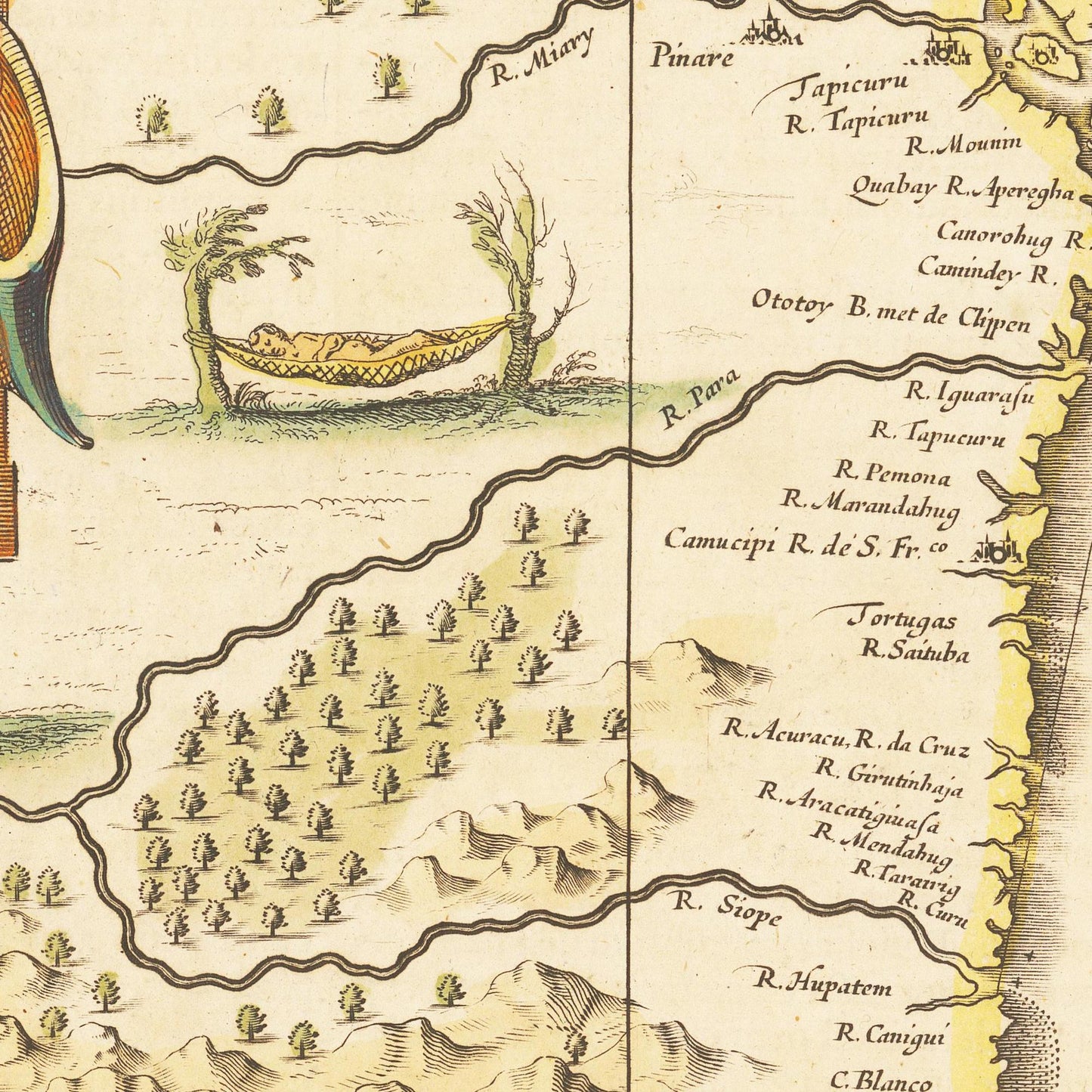Historische Landkarte Brasilien um 1638