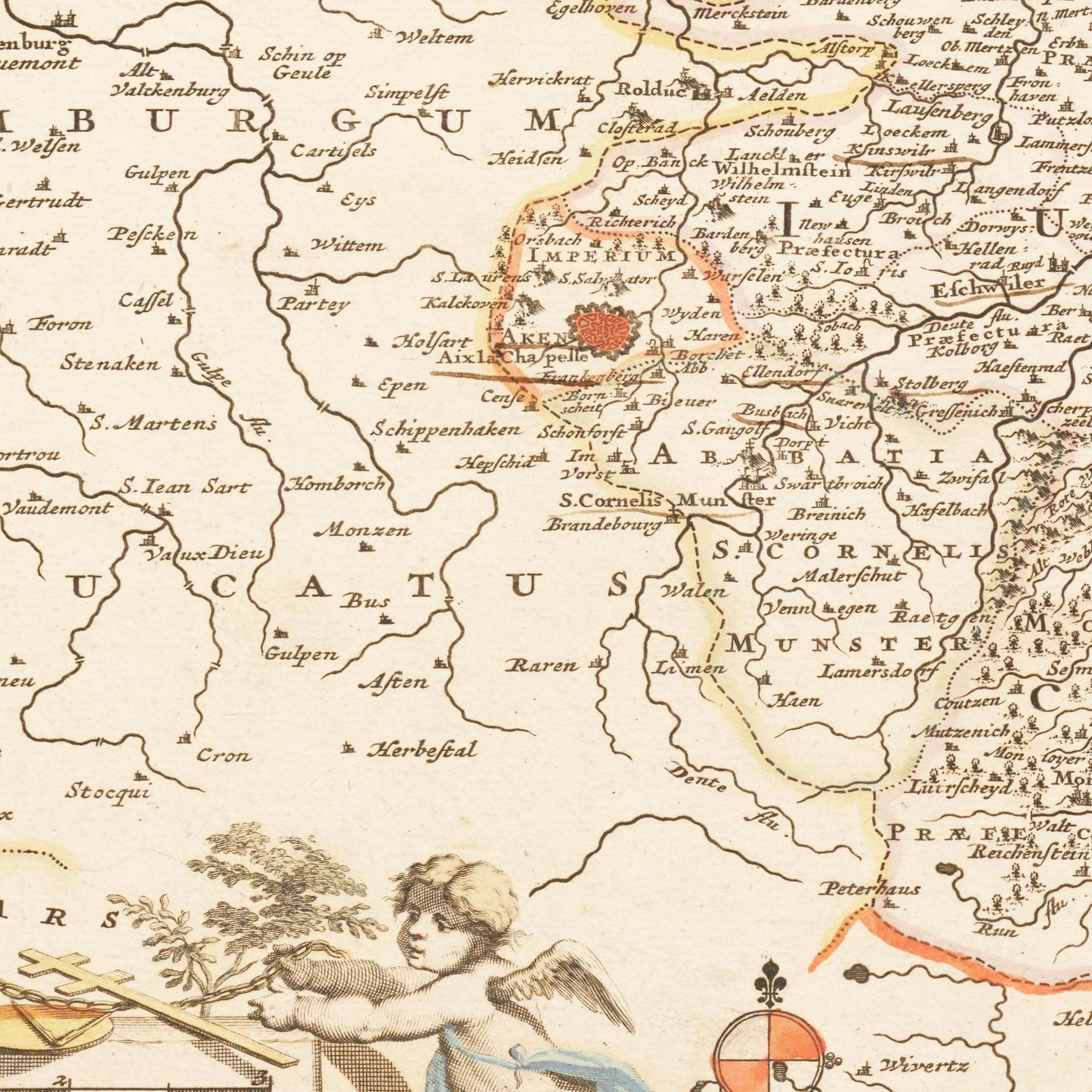 Historische Landkarte Rheinland um 1698