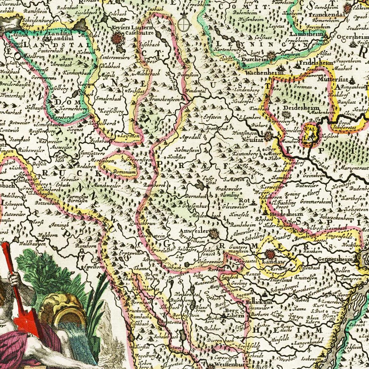 Historische Landkarte Pfalz um 1700