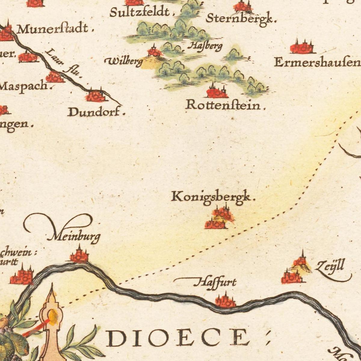 Historische Landkarte Henneberg um 1609