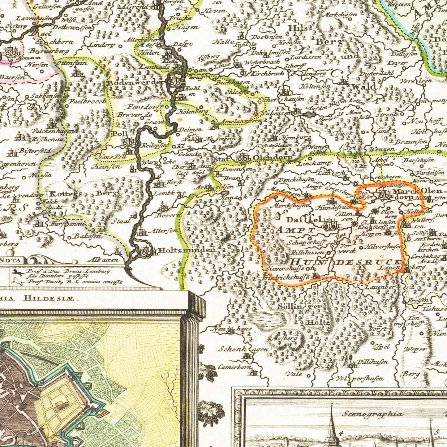 Historische Landkarte Hildesheim um 1730