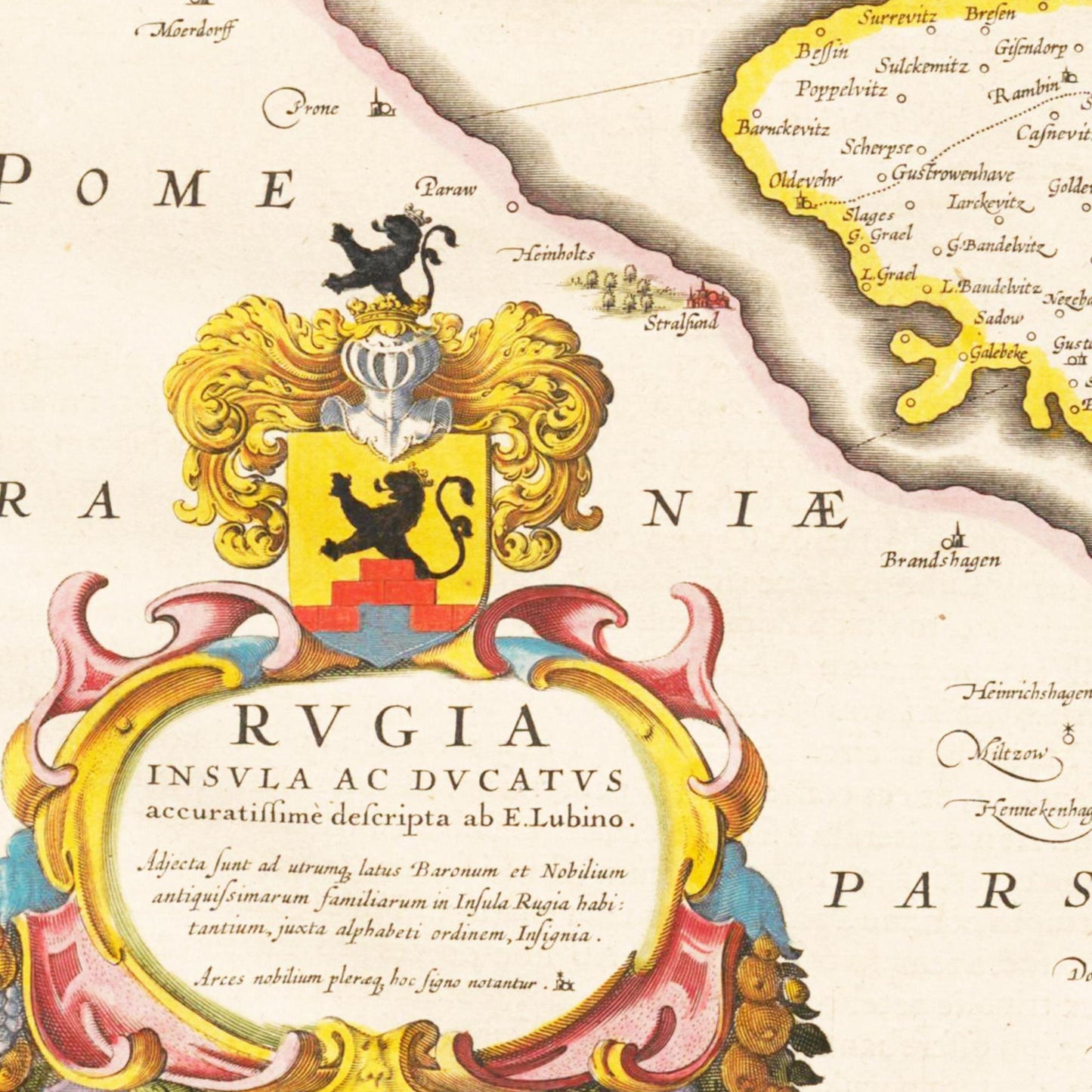 Historische Landkarte Insel Rügen um 1635