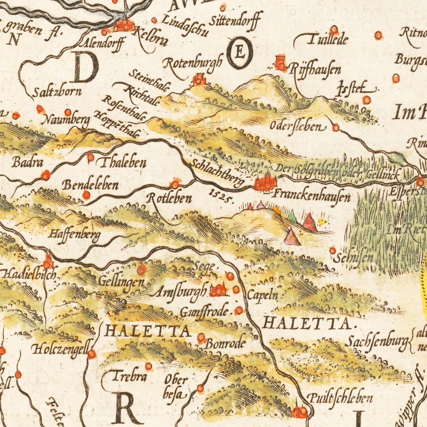 Historische Landkarte Mansfeld um 1609
