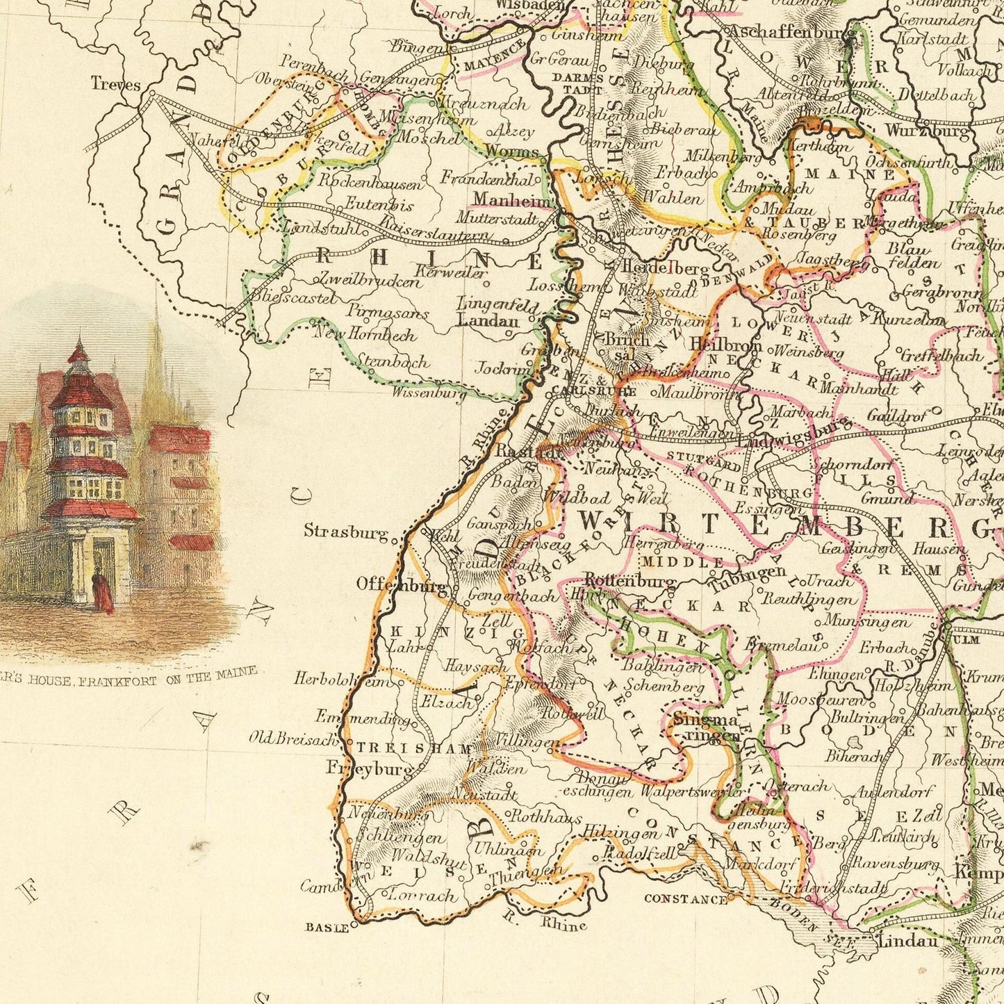 Historische Landkarte Deutschland um 1851