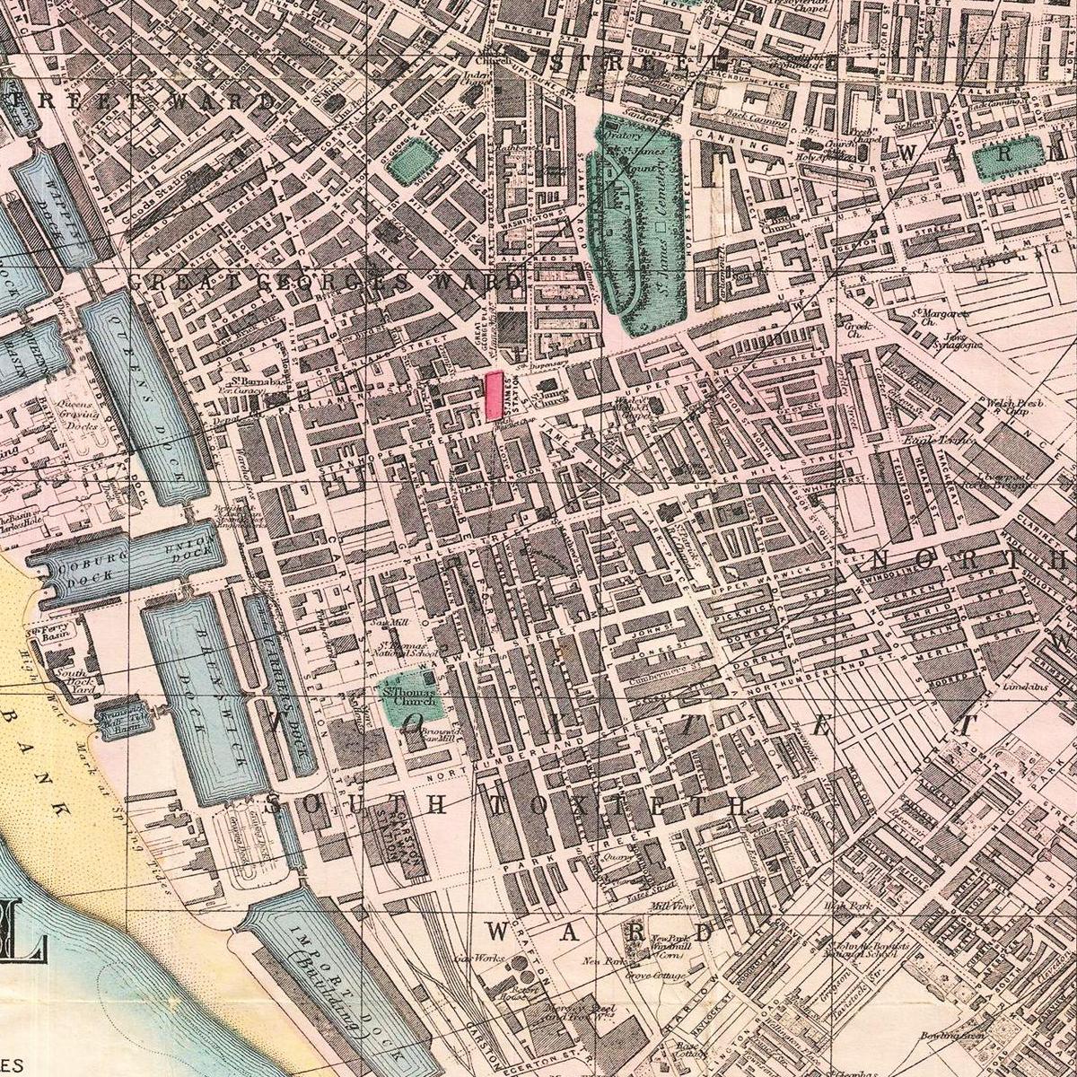 Historischer Stadtplan Liverpool um 1890