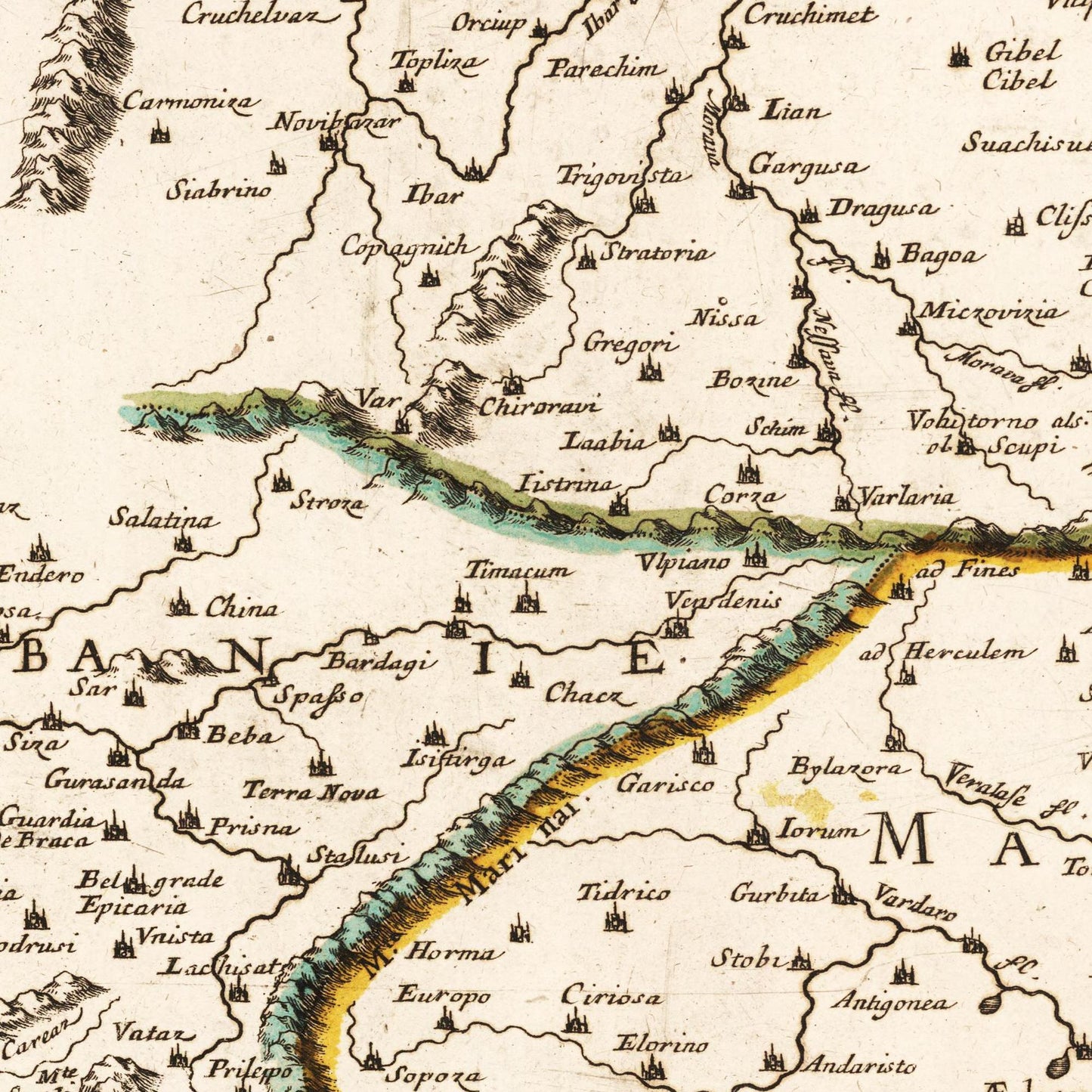 Historische Landkarte Bulgarien um 1665