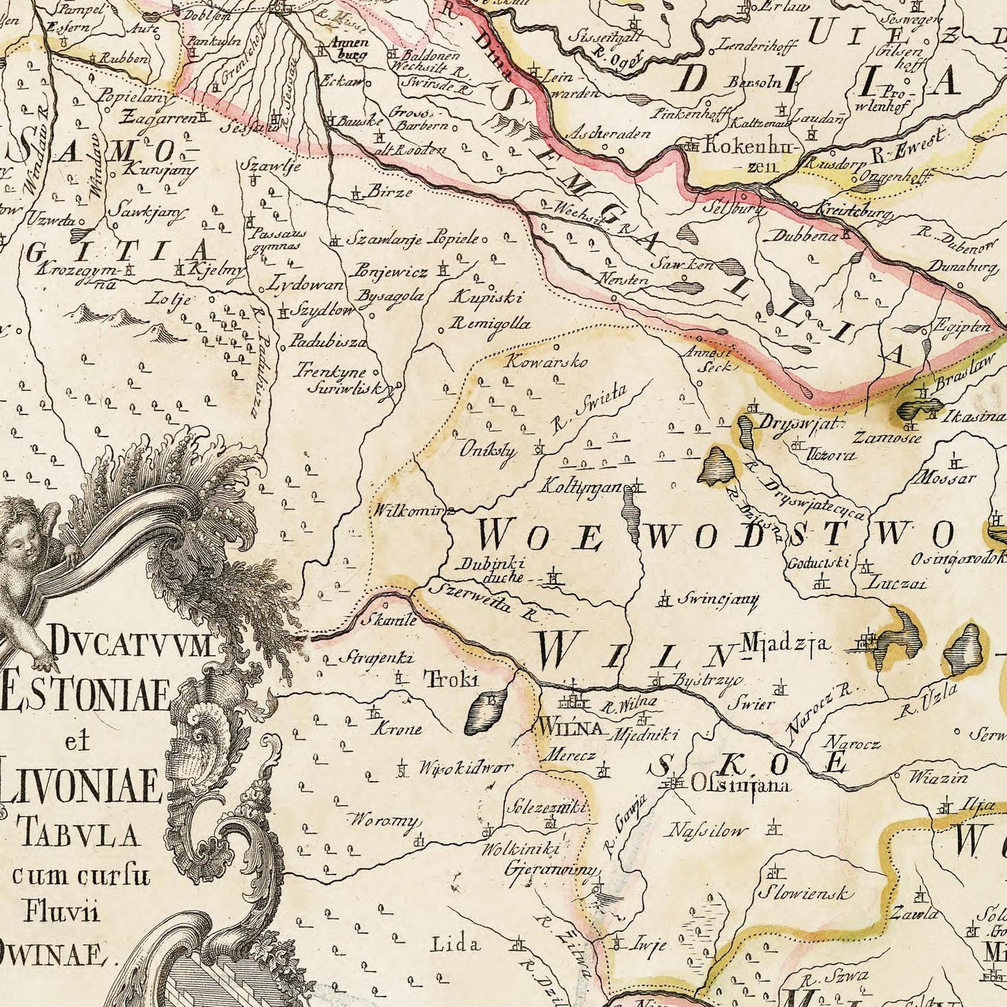 Historische Landkarte Lettland & Estland um 1745