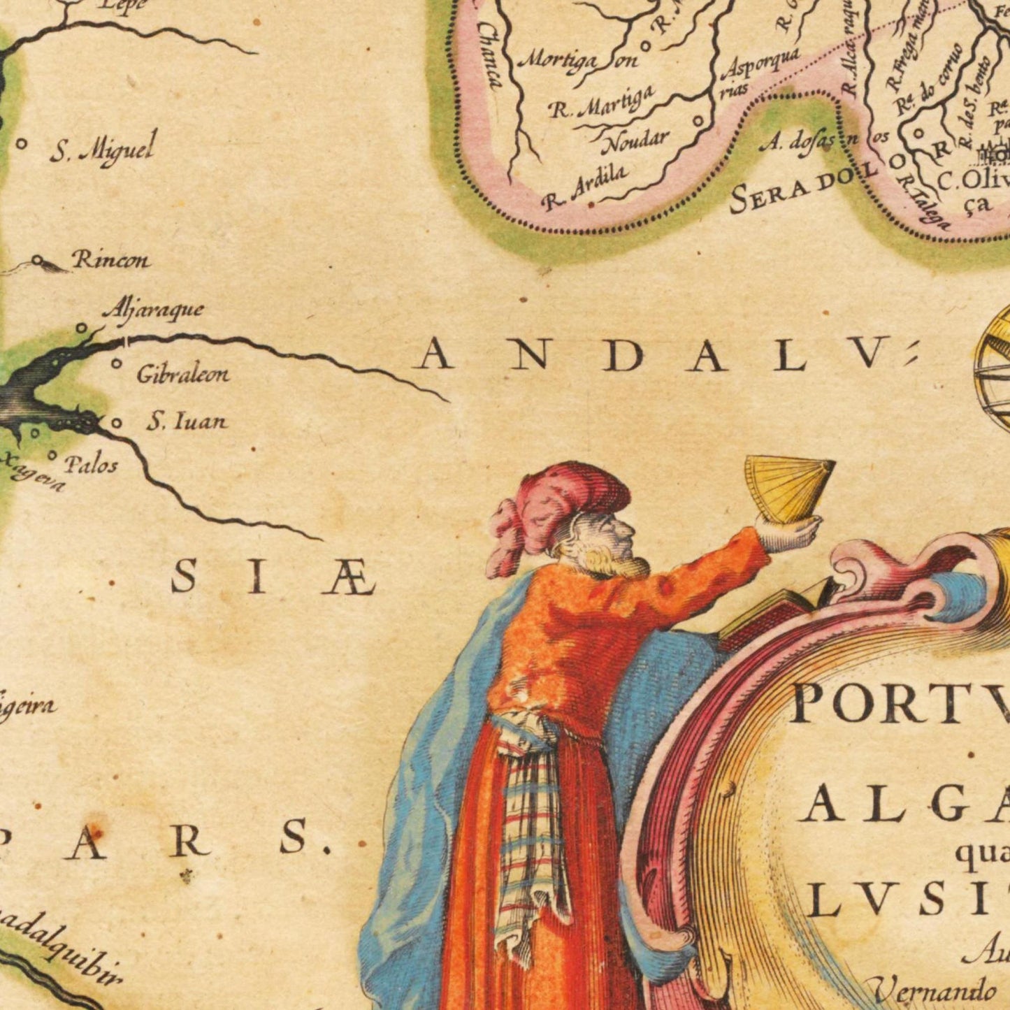 Historische Landkarte Portugal um 1635