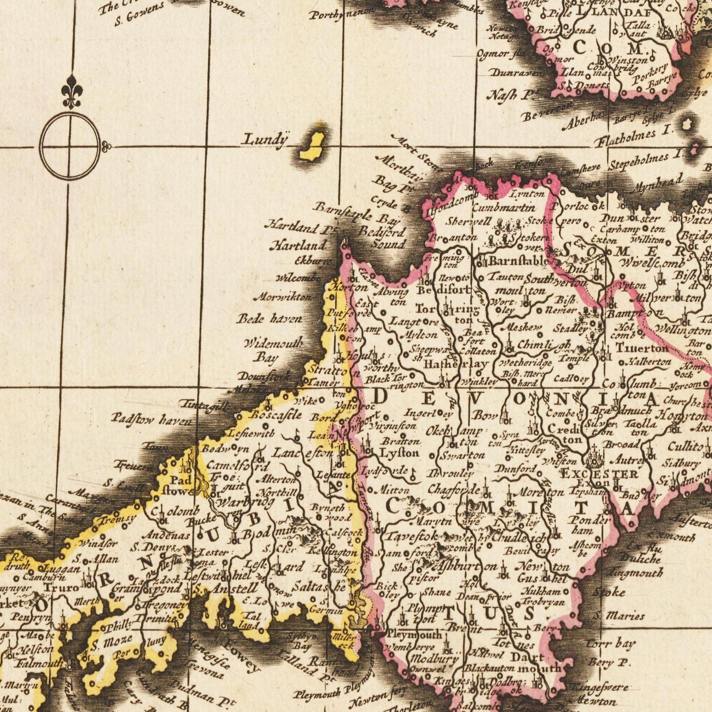 Historische Landkarte England um 1698