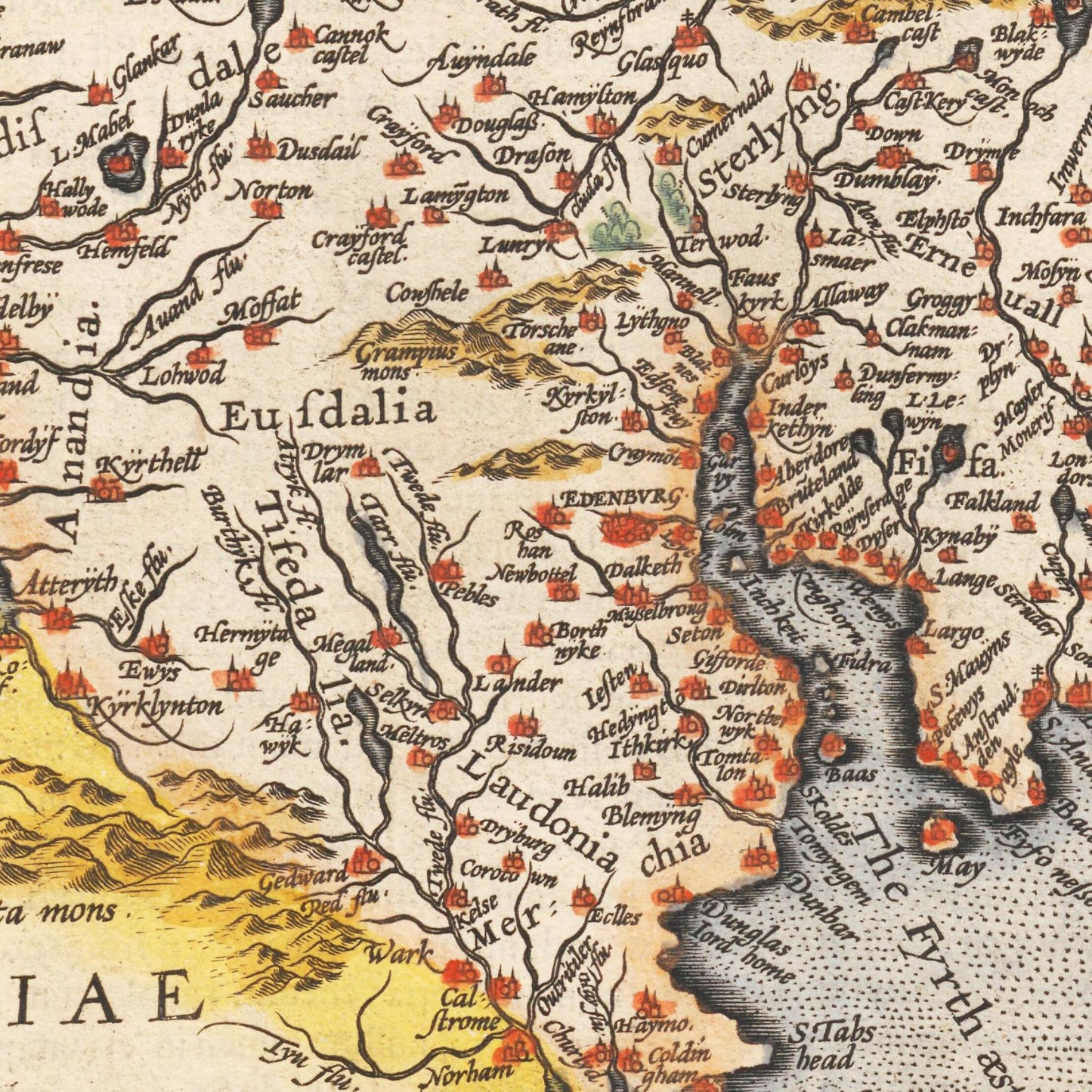 Historische Landkarte Schottland um 1609