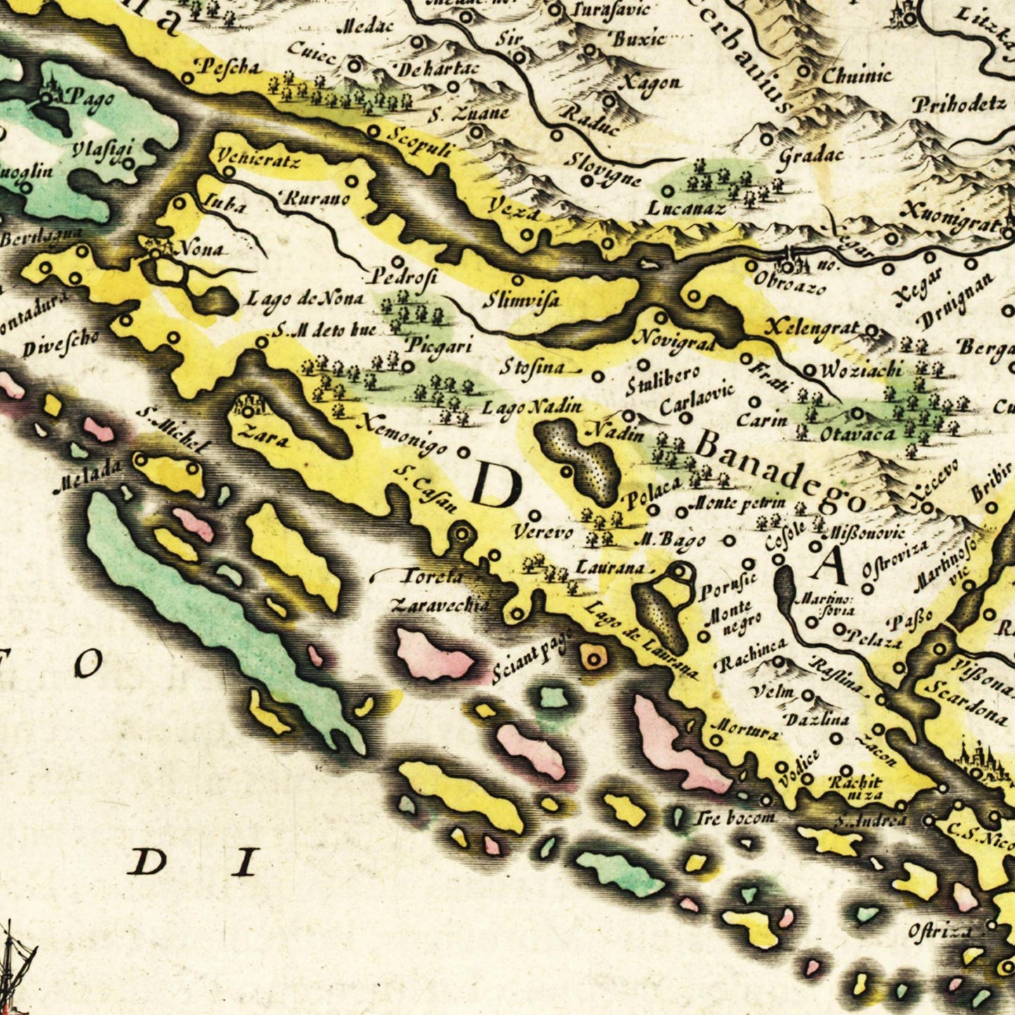 Historische Landkarte Bosnien um 1647