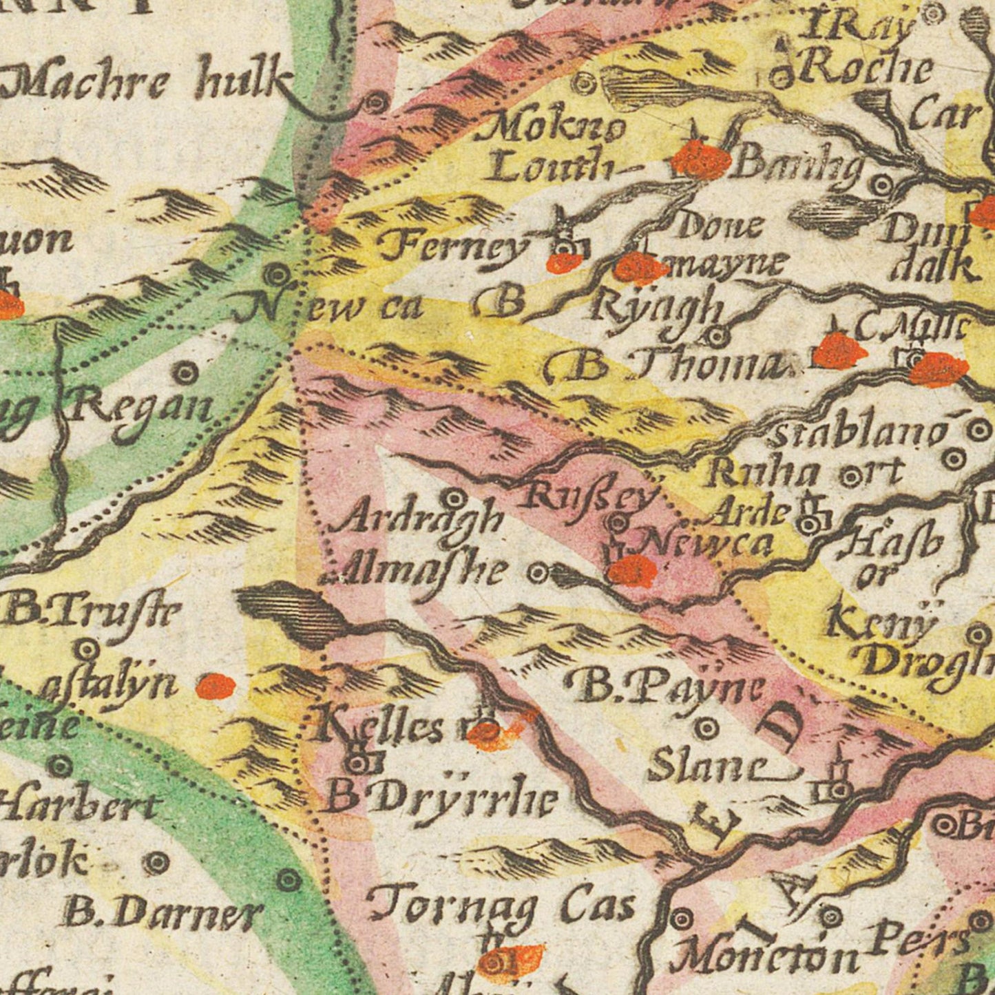 Historische Landkarte Dublin um 1609