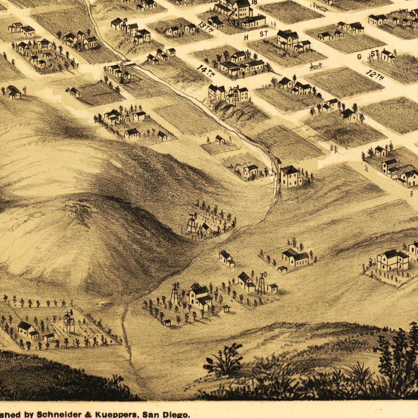 Historical city map  Test product horizontal 3 sizes