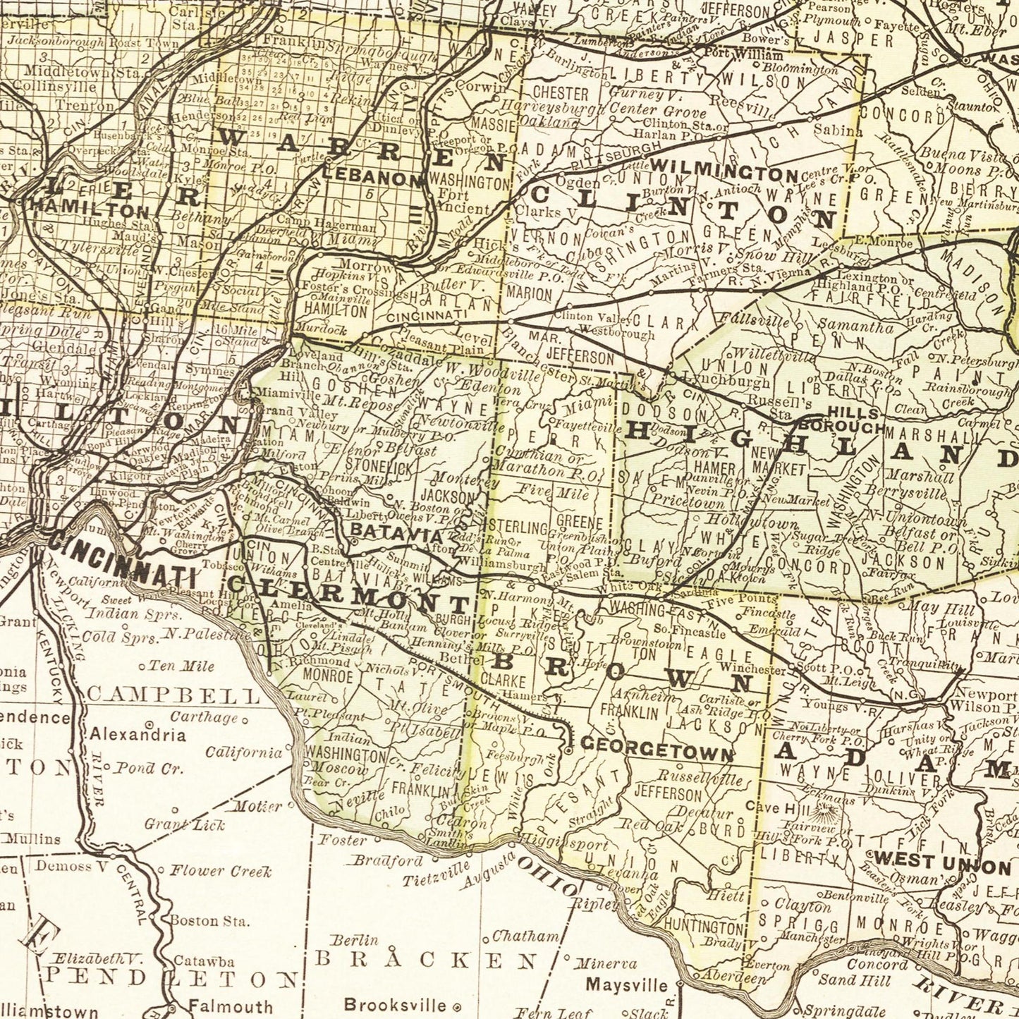 Historische Landkarte Ohio um 1882