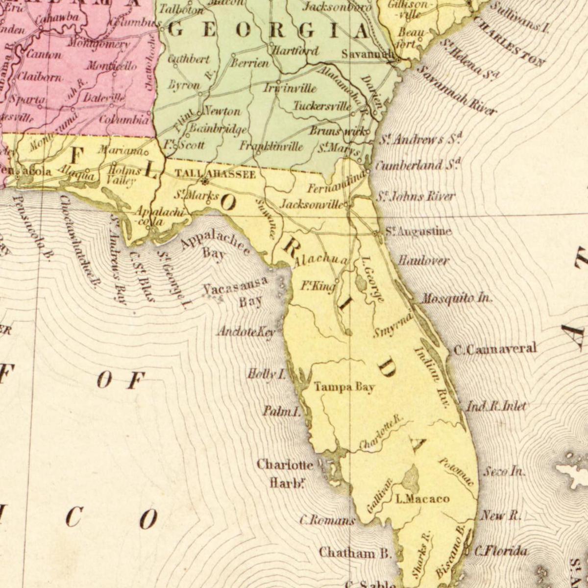 Historische Landkarte USA um 1849