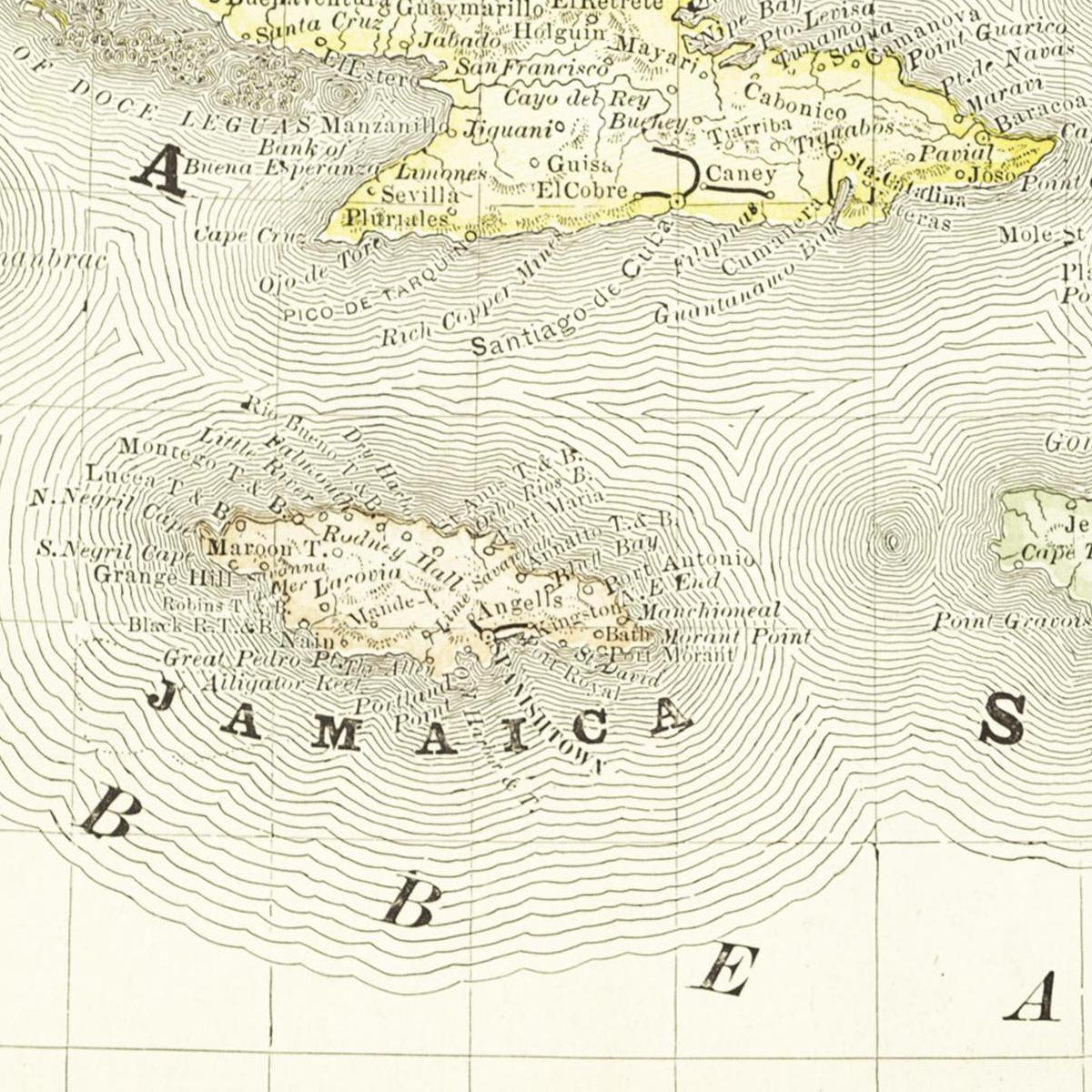 Historische Landkarte Kuba um 1882