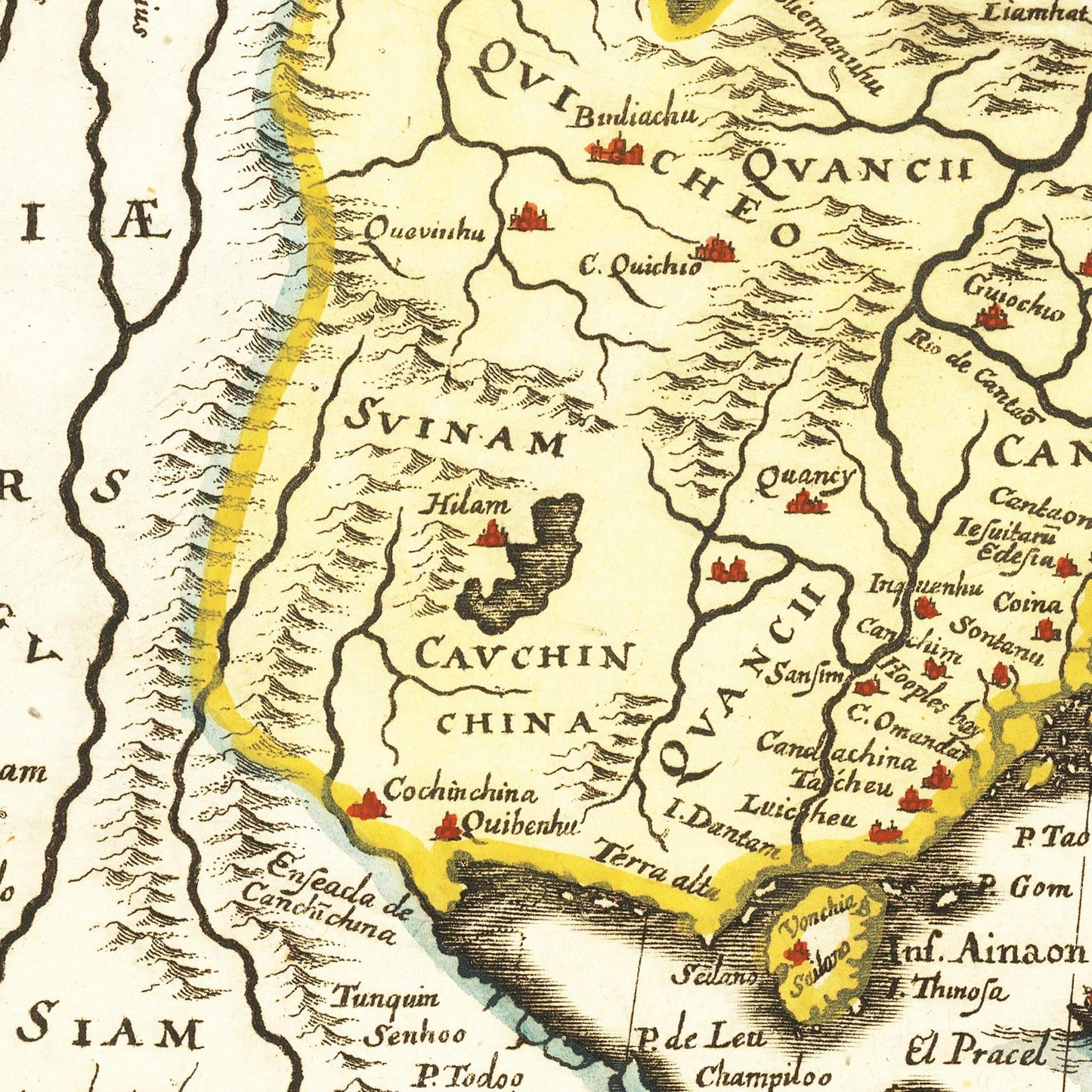 Historische Landkarte China um 1636