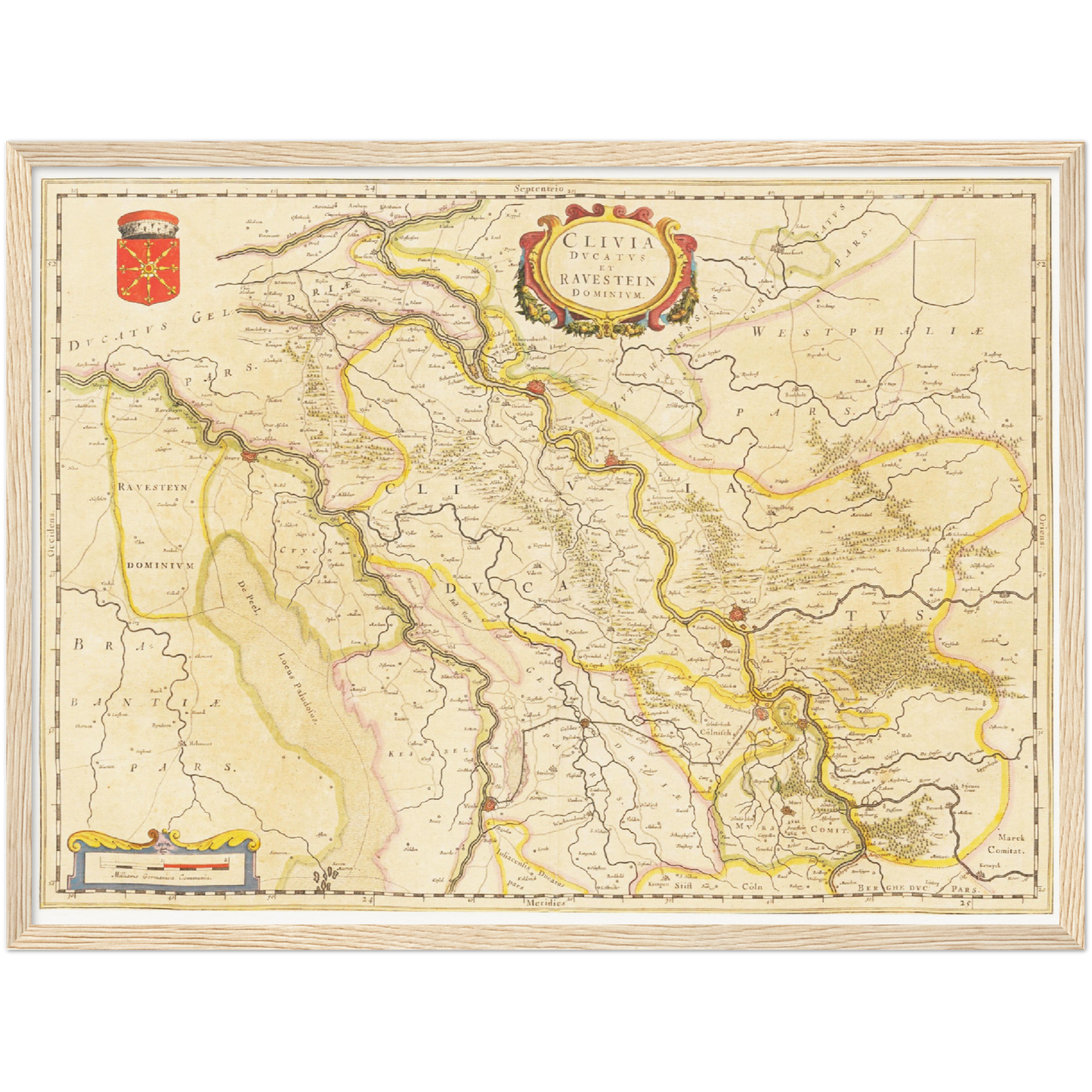 Historische Landkarte Niederrhein um 1635