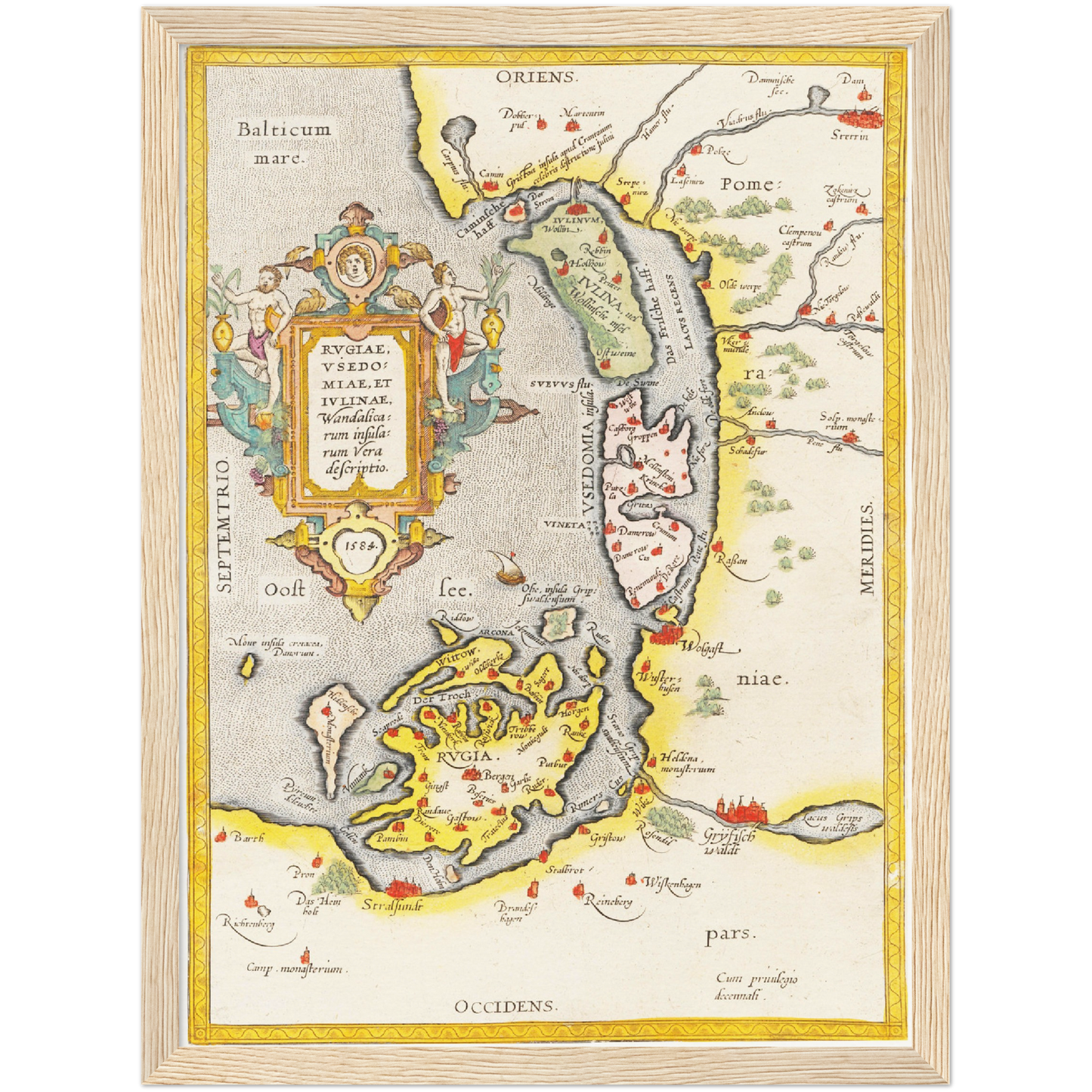 Historische Landkarte Rügen & Usedom um 1609