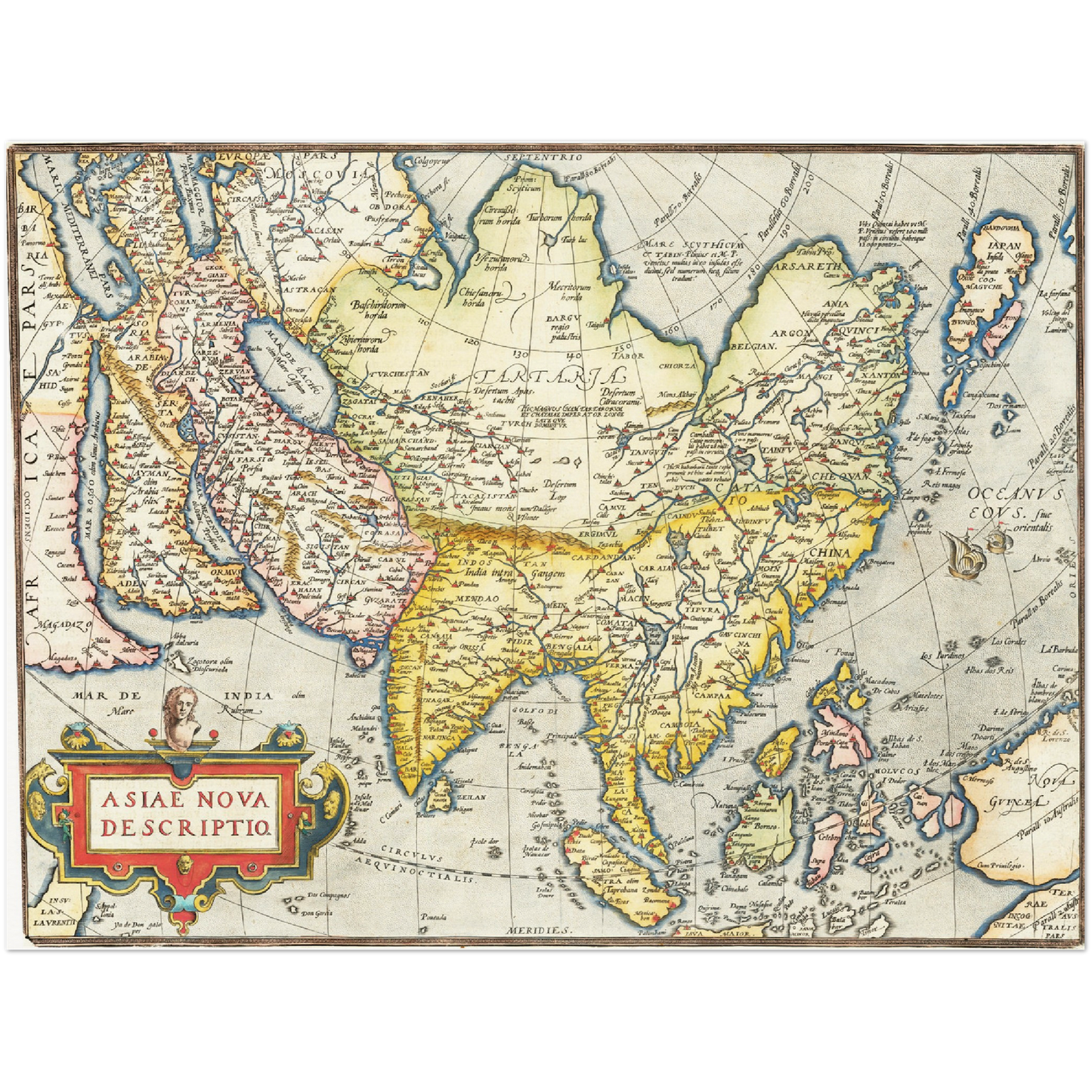 Historische Landkarte Asien um 1570