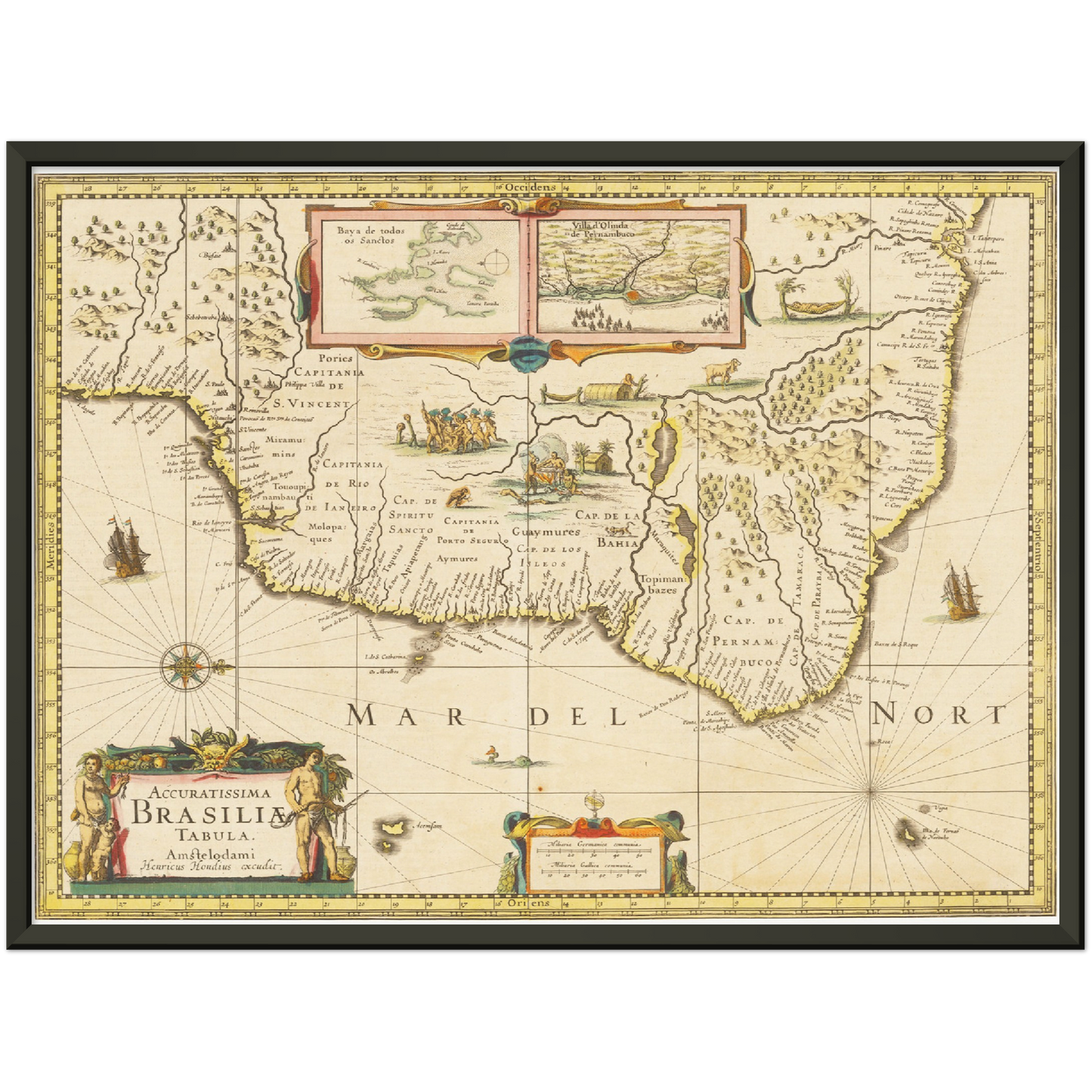 Historische Landkarte Brasilien um 1638