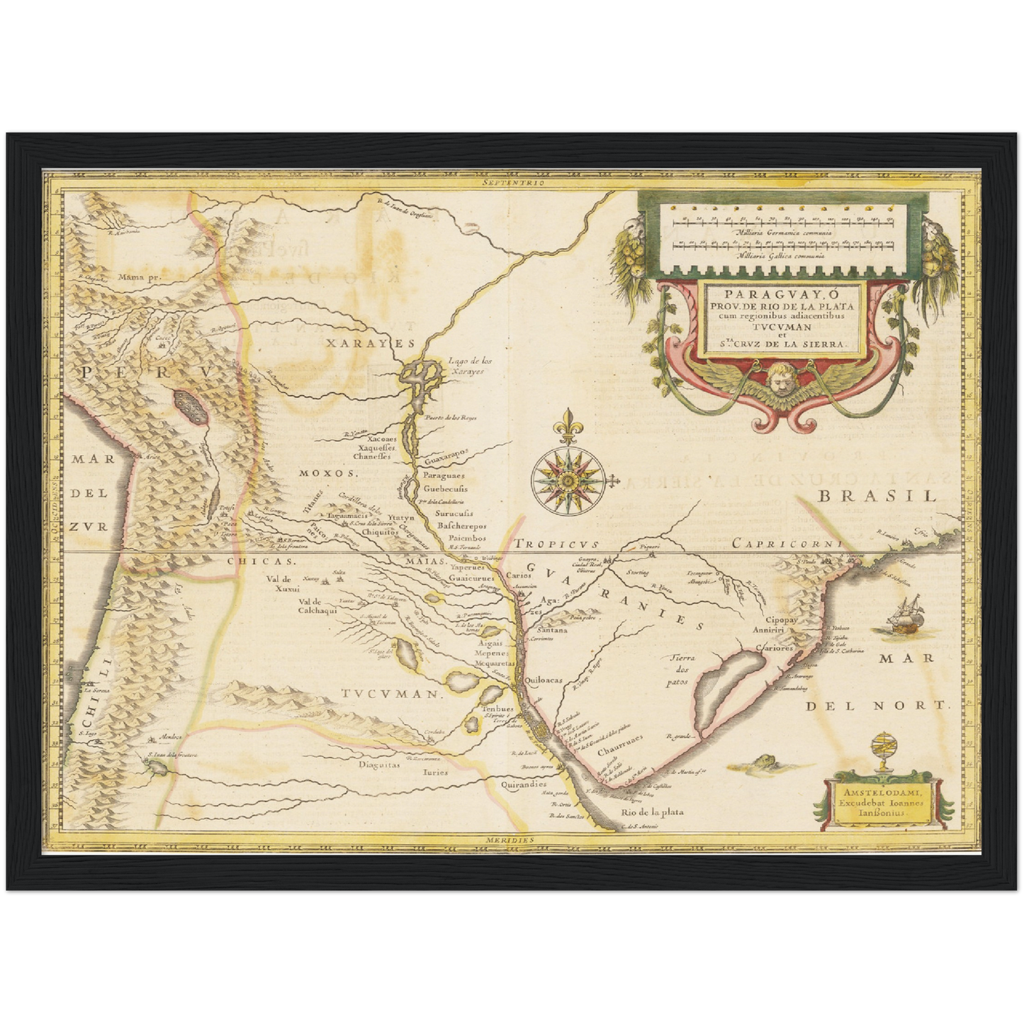 Historische Landkarte Paraguay um 1638