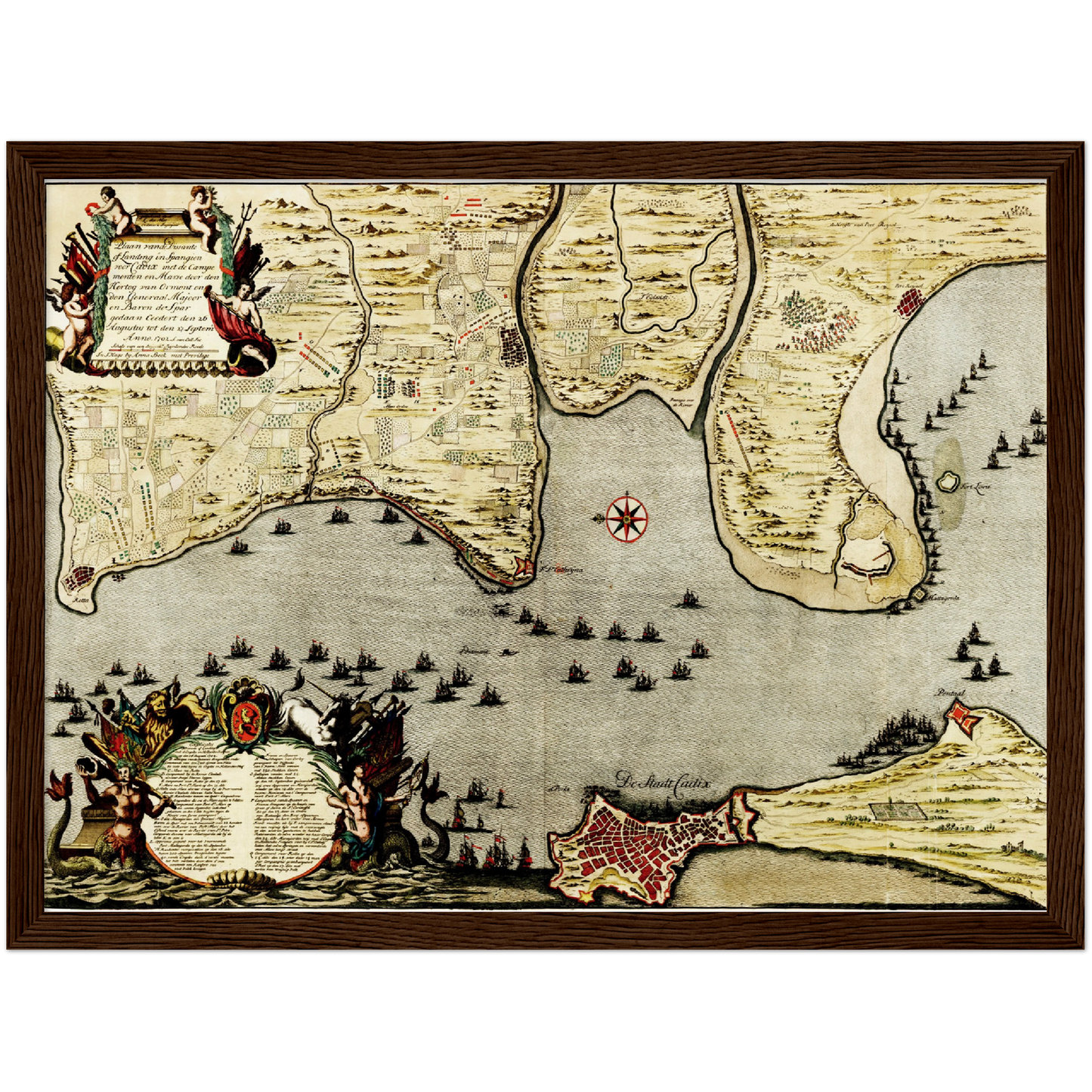 Historischer Stadtplan Cadiz um 1700