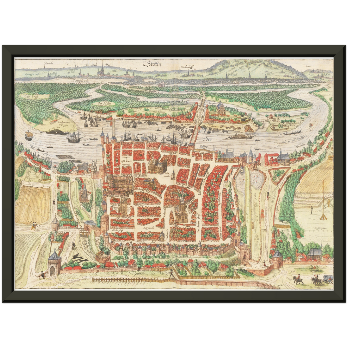 Historische Stadtansicht Stettin um 1592