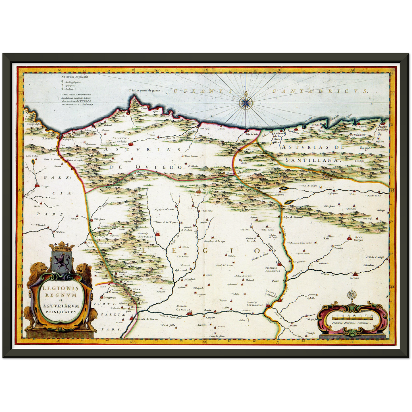 Historische Landkarte Asturien um 1690