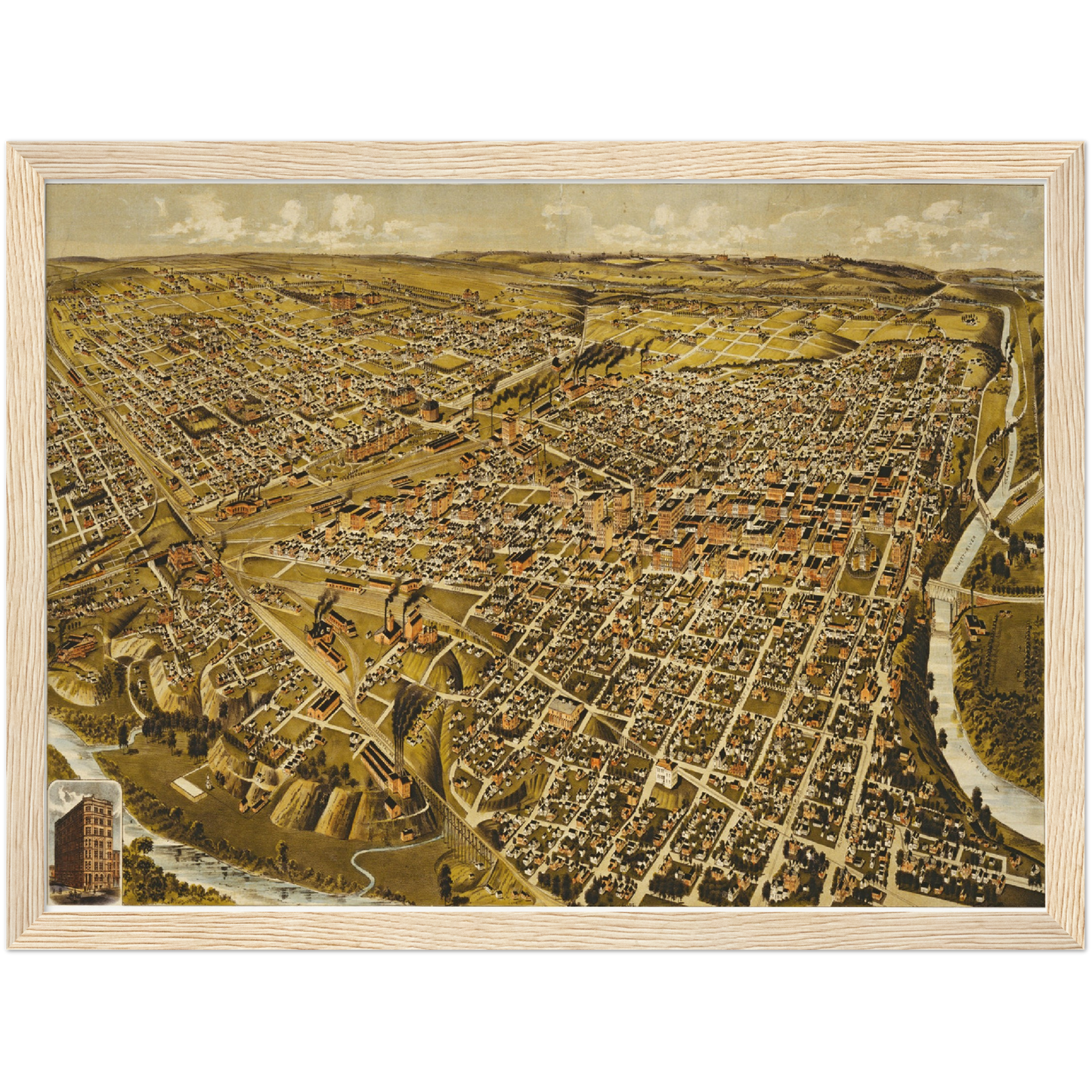 Historical city map  Test product horizontal 3 sizes