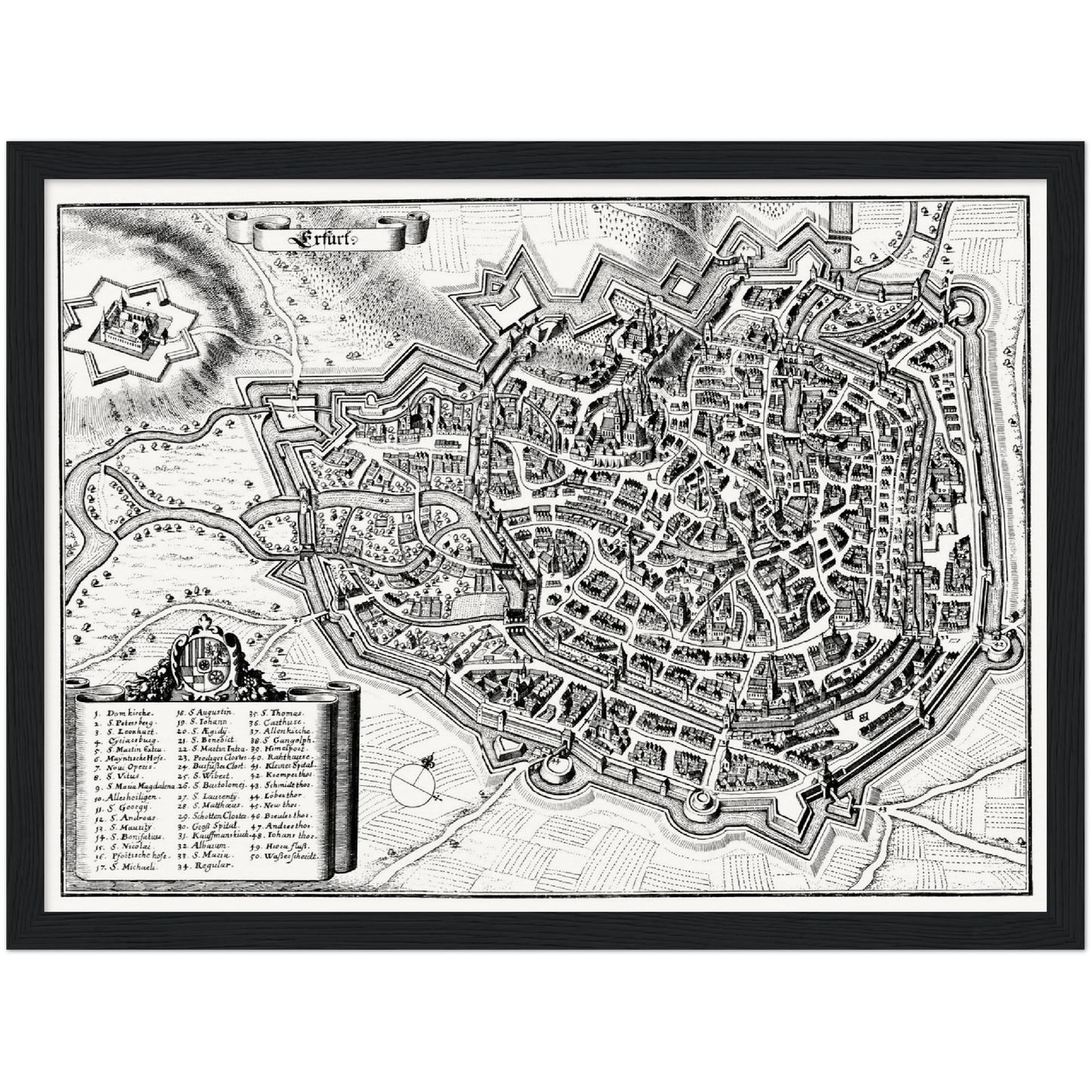 Historische Stadtansicht Erfurt um 1650