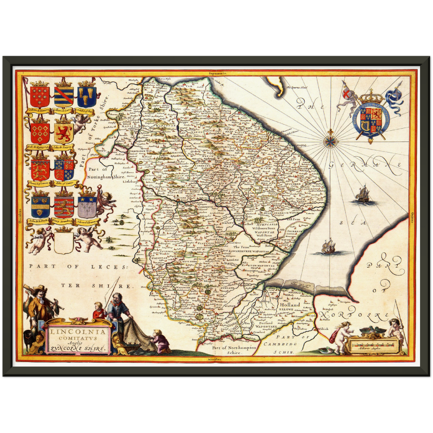 Historische Landkarte Lincolnshire um 1646