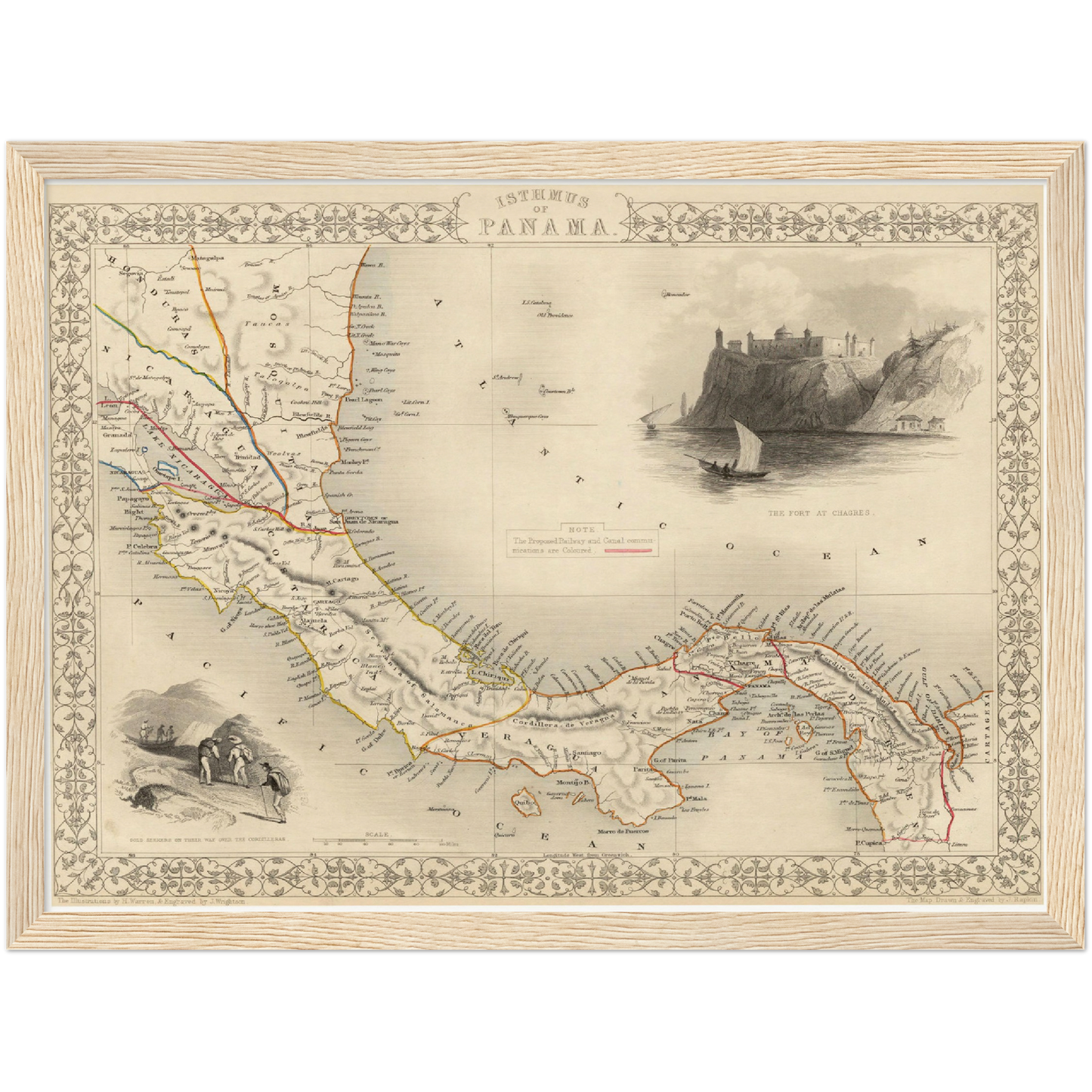 Historische Landkarte Panama um 1850