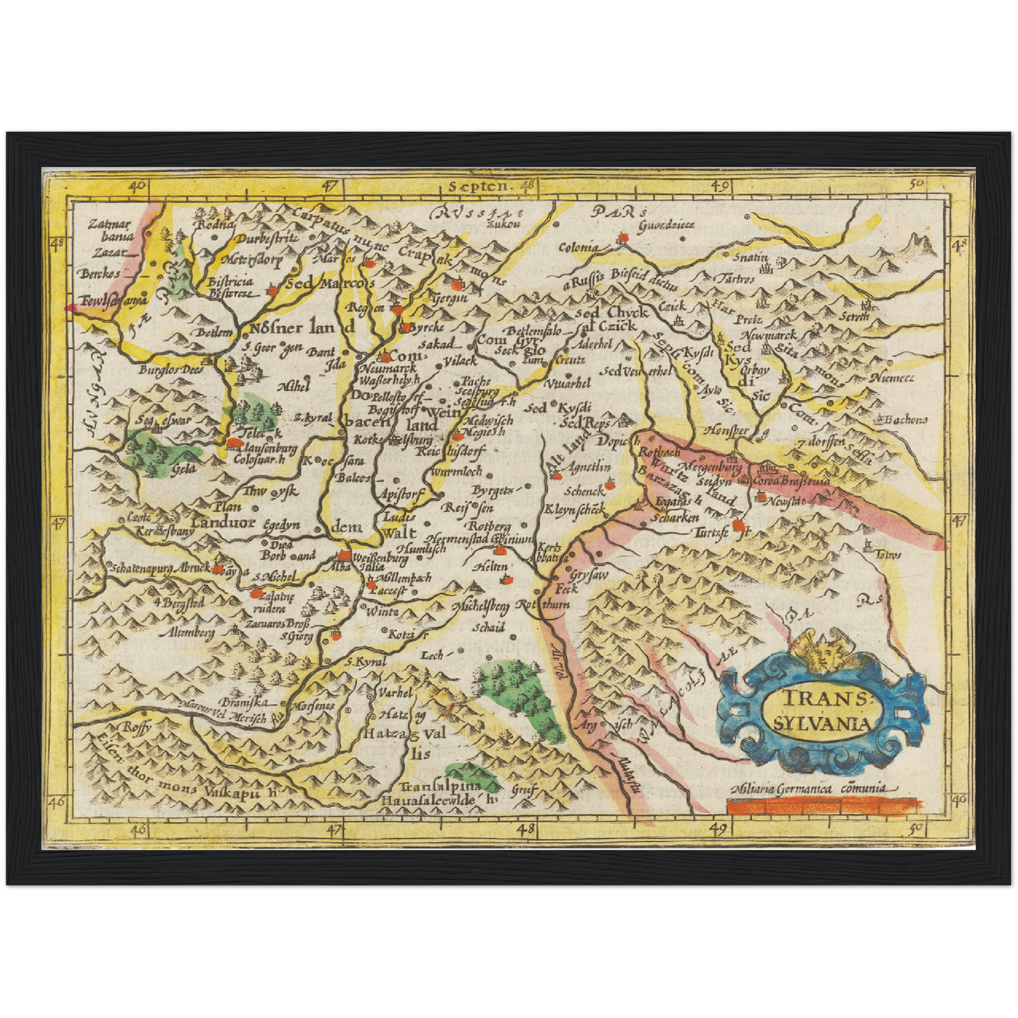 Historische Landkarte Transilvanien um 1609
